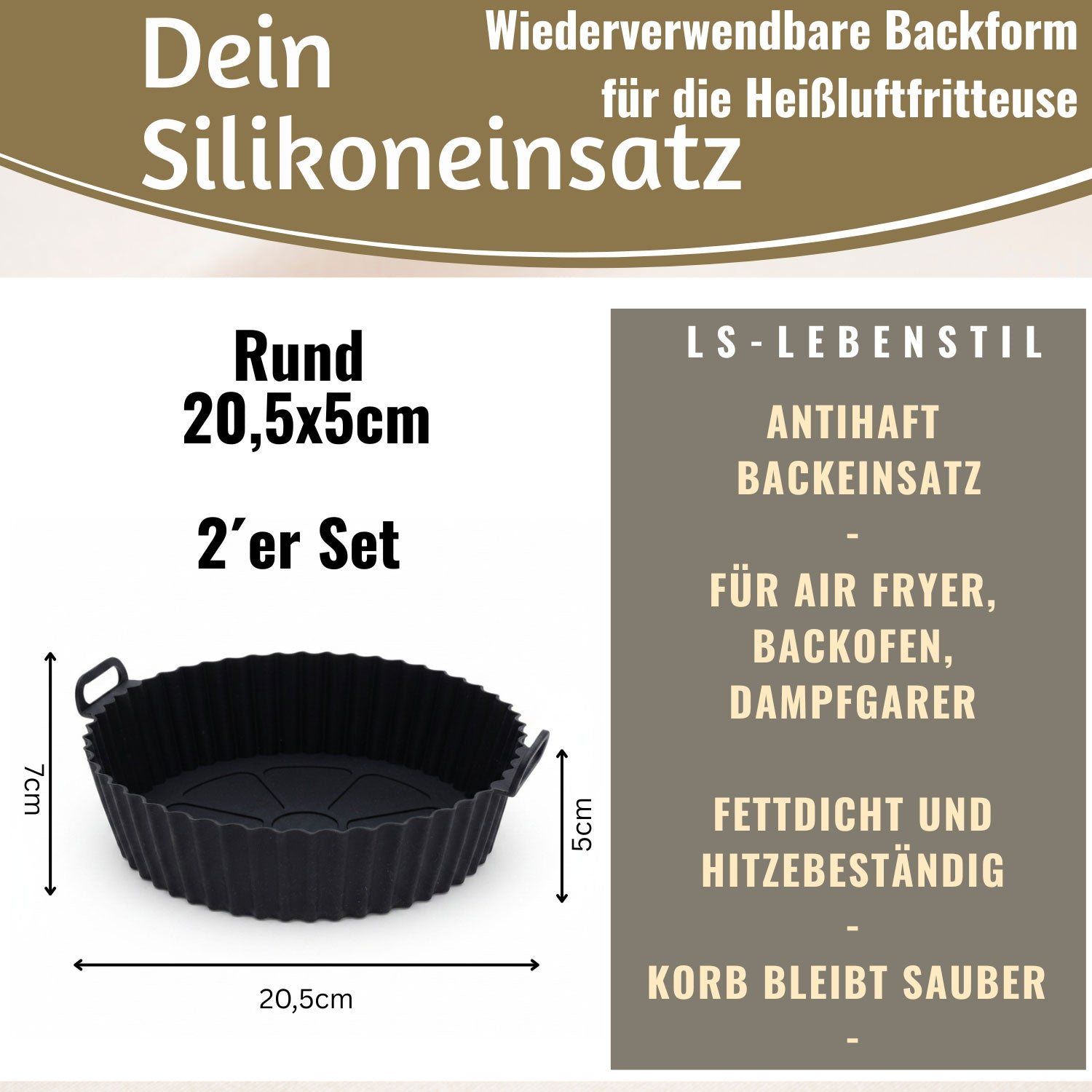 LS-LebenStil Küche & Haushalt Silikonform Rund 20cm 2er Set