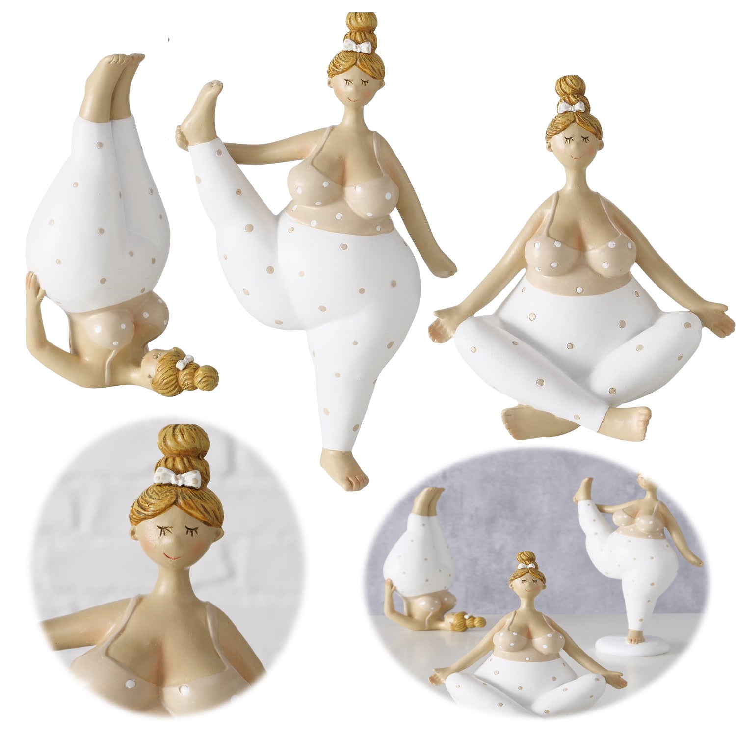 LS-LebenStil Molly Yoga-Figuren 3er Set 21cm beige
