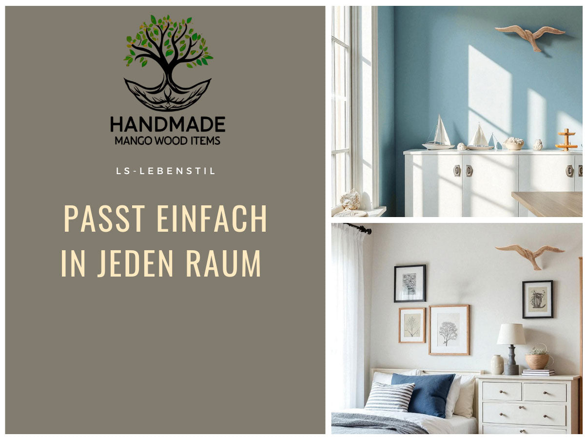 LS-LebenStil Möbel & Wohnen Wand-Möwe Mango Holz 46cm Braun
