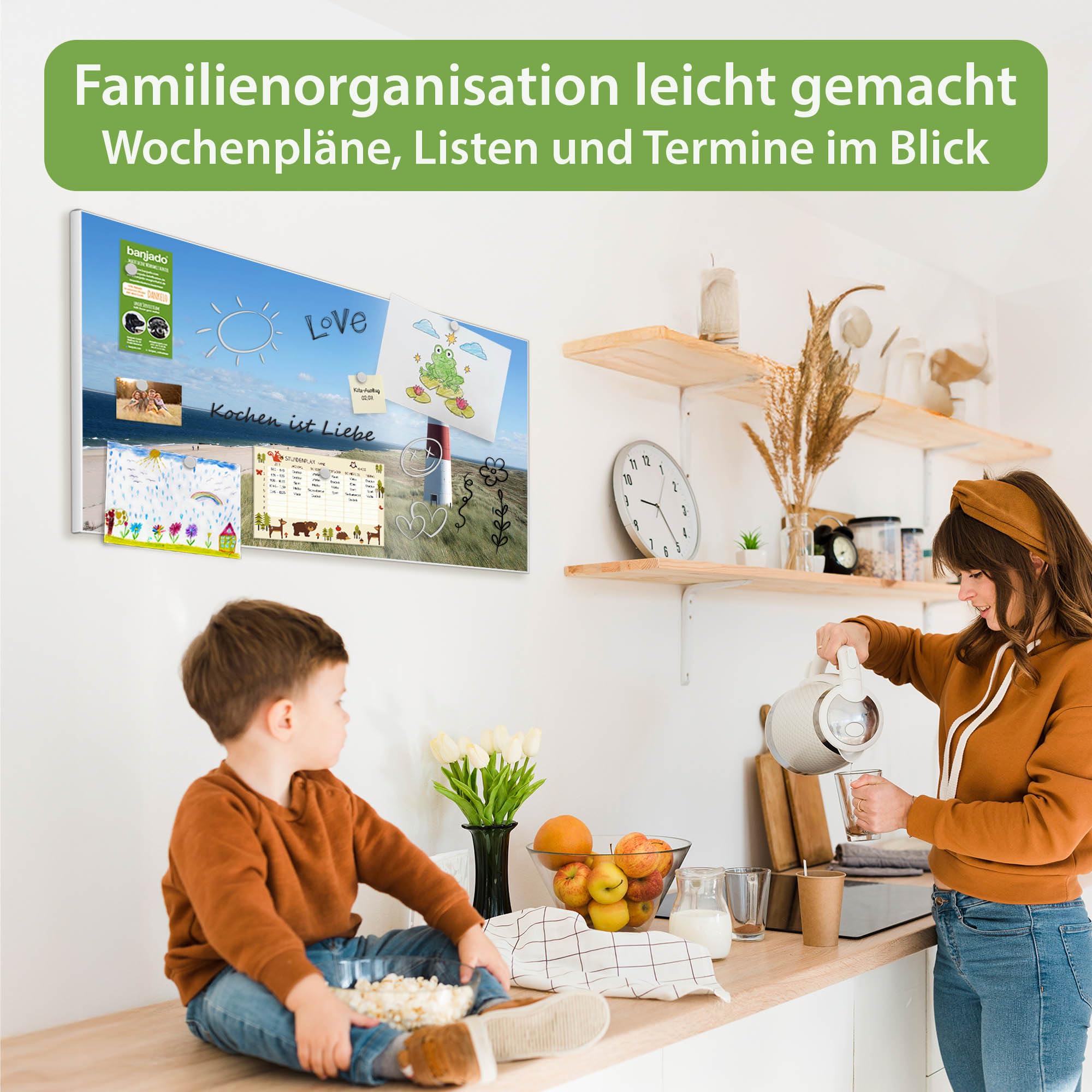 Banjado Magnettafel Leuchtturm 78x37cm weiß Metall