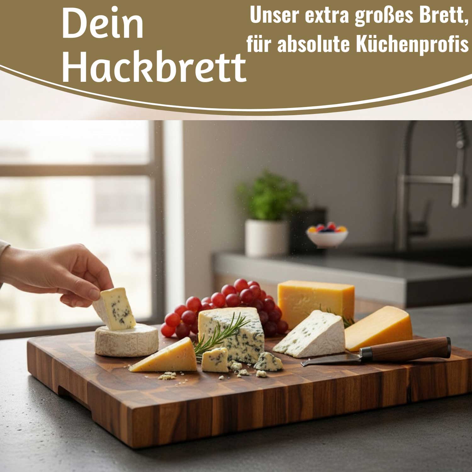 LS-LebenStil Schneidebrett Stirnholz Akazie 42cm XL