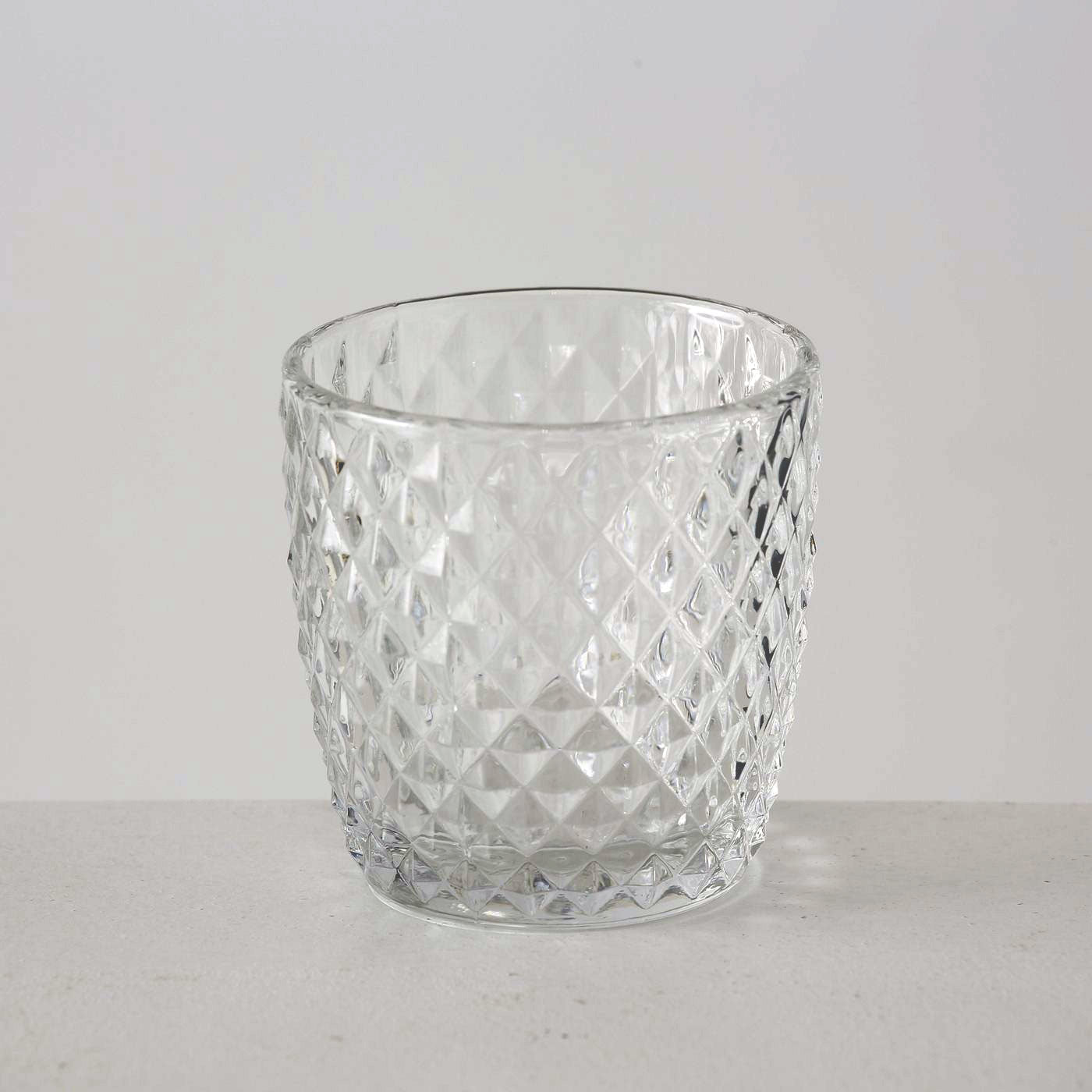 LS-LebenStil Küche Teelichthalter Glas Retro Weiß 4er 7cm