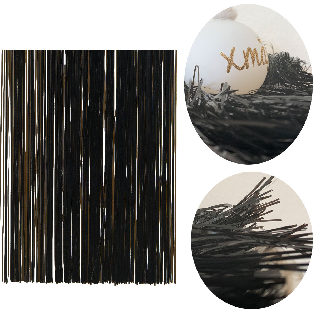 LS-LebenStil Vinyl-Lametta Schwarz 100x40cm Party
