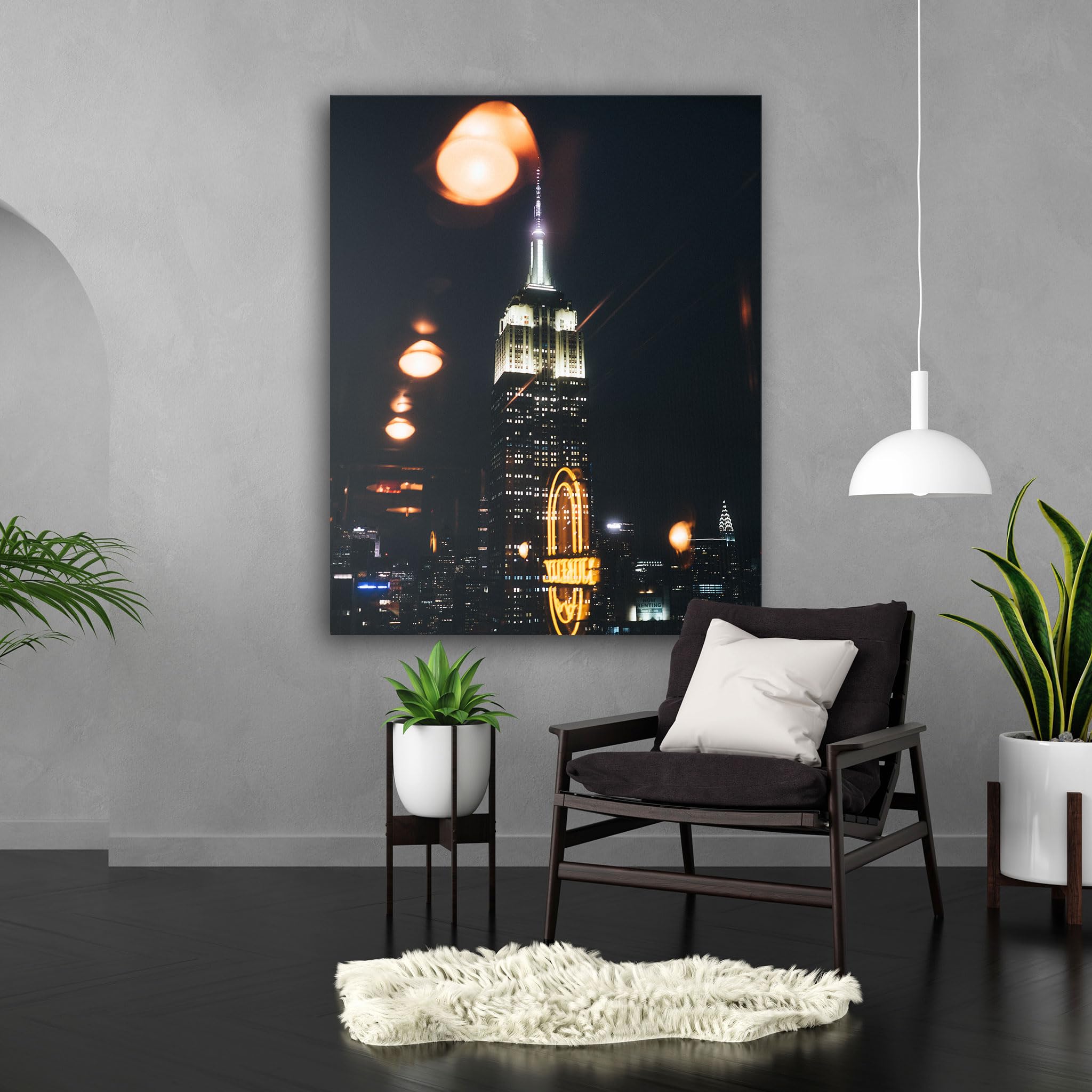 Hustling Sharks Wandbilder Nächtliche Skyline mit Lichtern Leinwand 105x70 cm Stadt