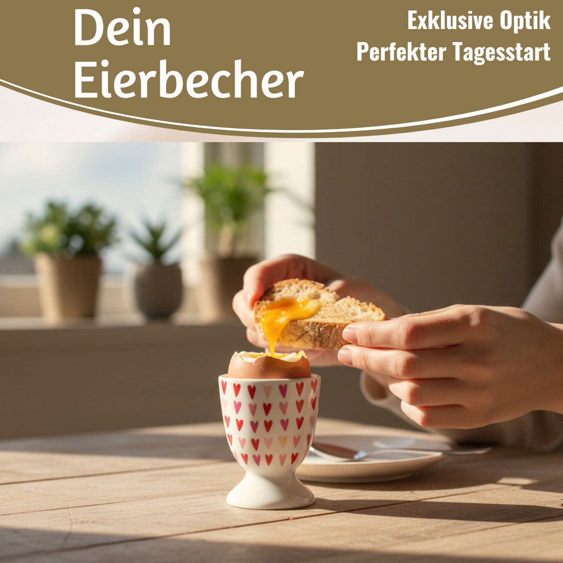 LS-LebenStil Eierbecher Porzellan Echt-Gold Herzen Liebe