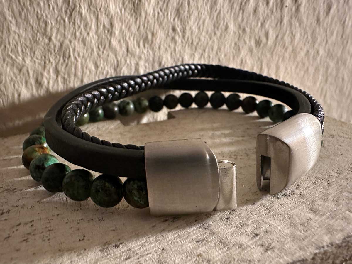 LS-LebenStil Sóller Dreifach Lederarmband 21cm Tigerauge