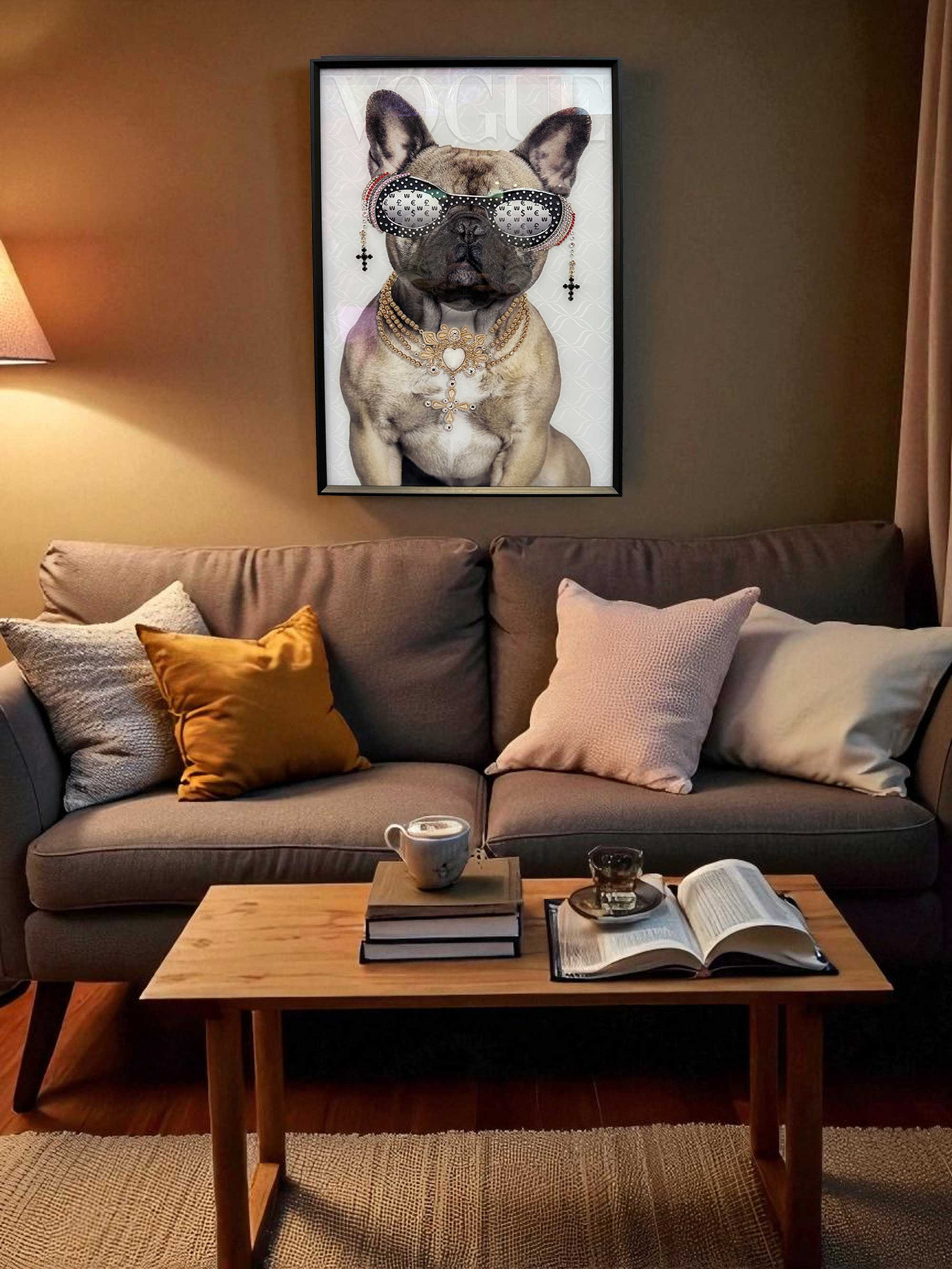 LS-LebenStil Doggy Wandbild Bulldogge 40x60cm Vogue Natur