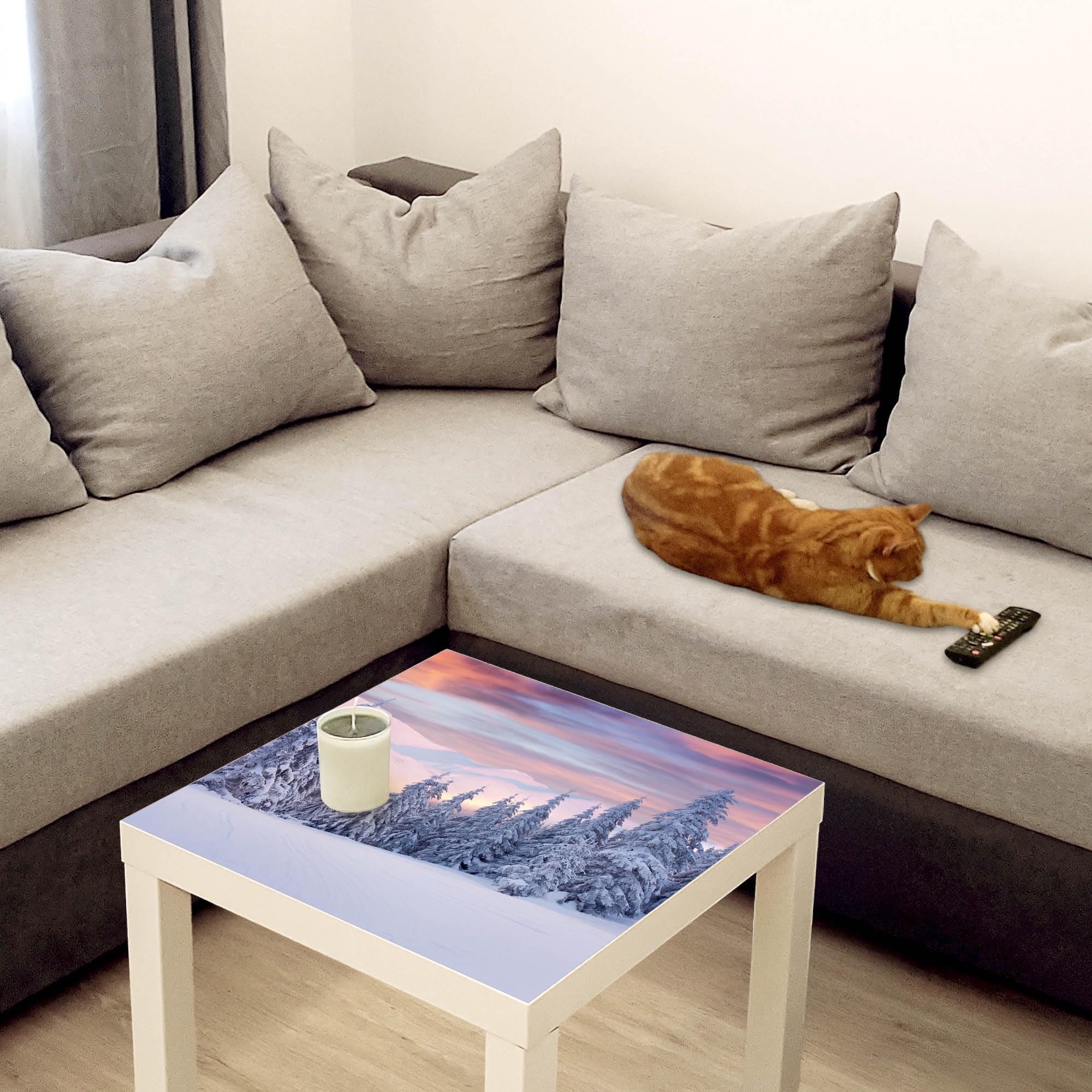 Banjado Möbelfolie Verschneite Berge Tischfolie 55x55