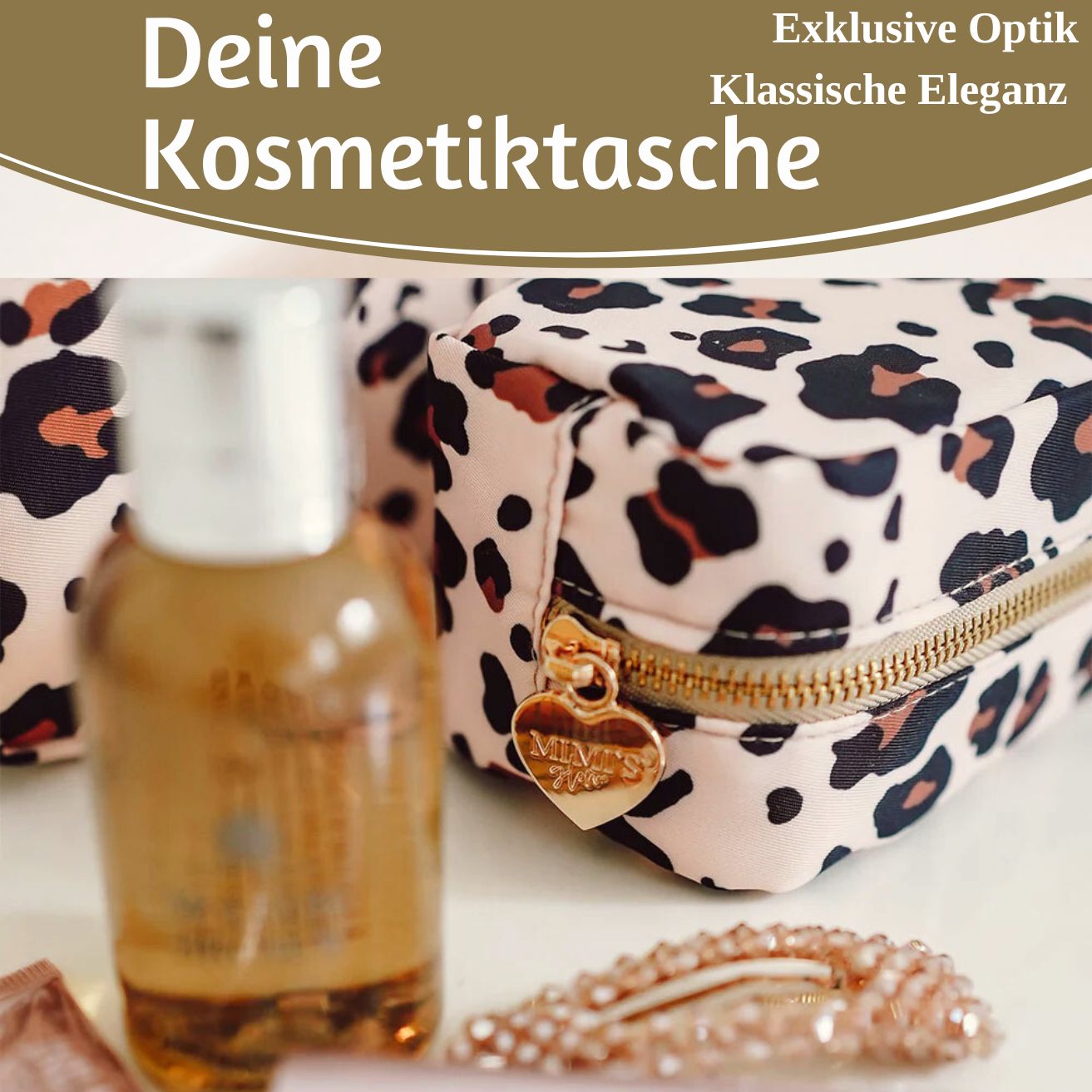 LS-LebenStil Romy Kulturtasche Leo Beige Nylon 26cm