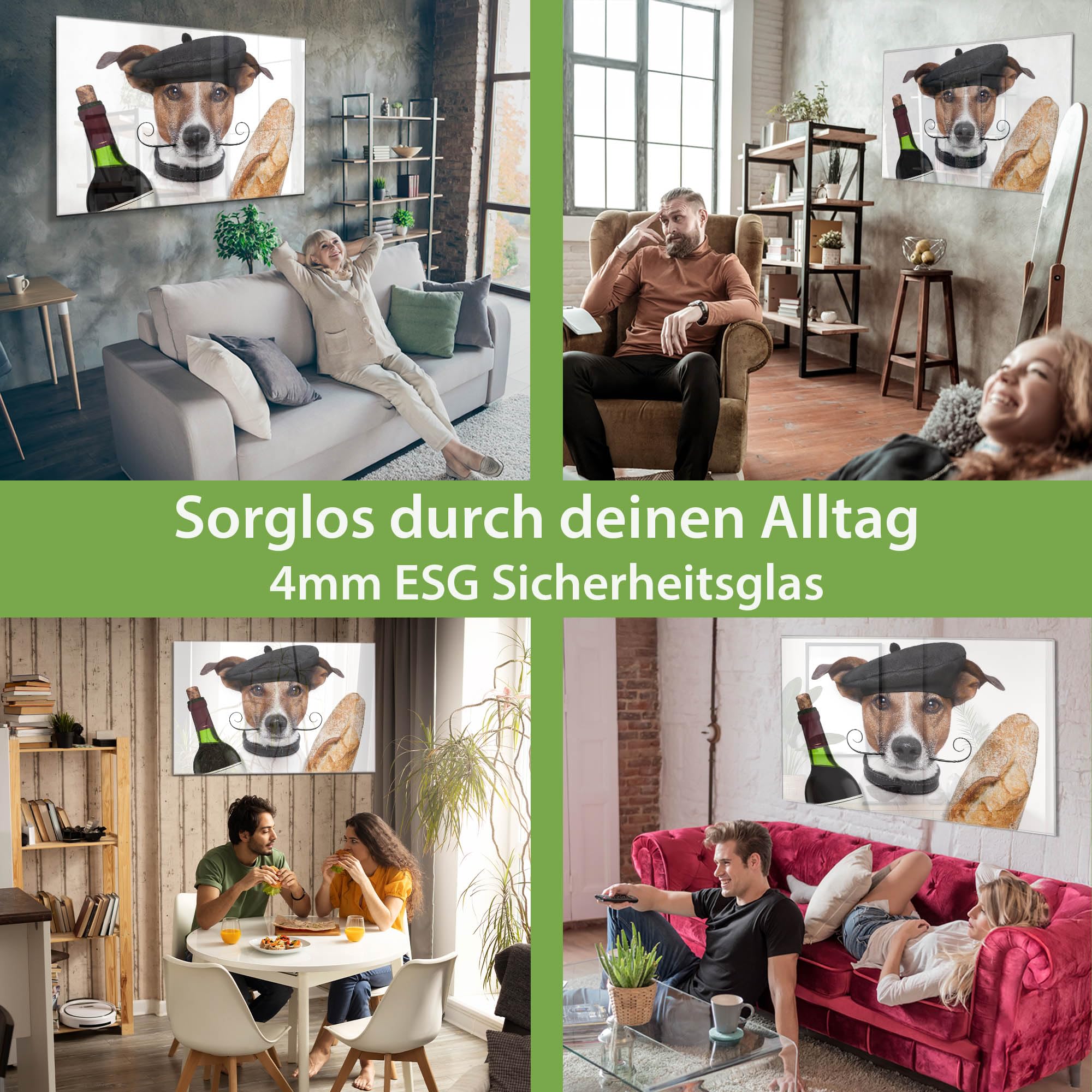 Banjado Magnettafel Franzose Jack Russel Glas 120x80 cm