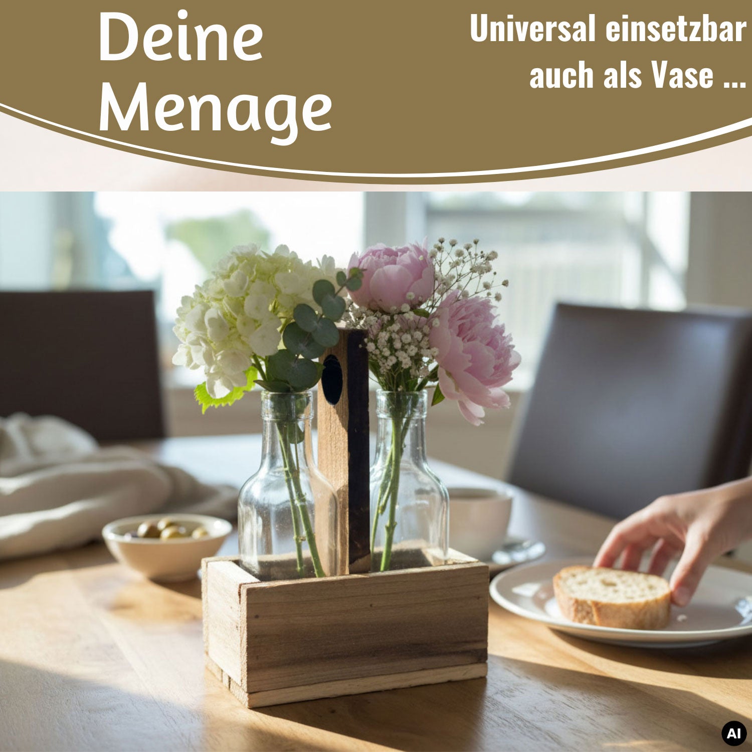 LS-LebenStil Küche & Haushalt Holz Menage Ölspender 2x 200ml