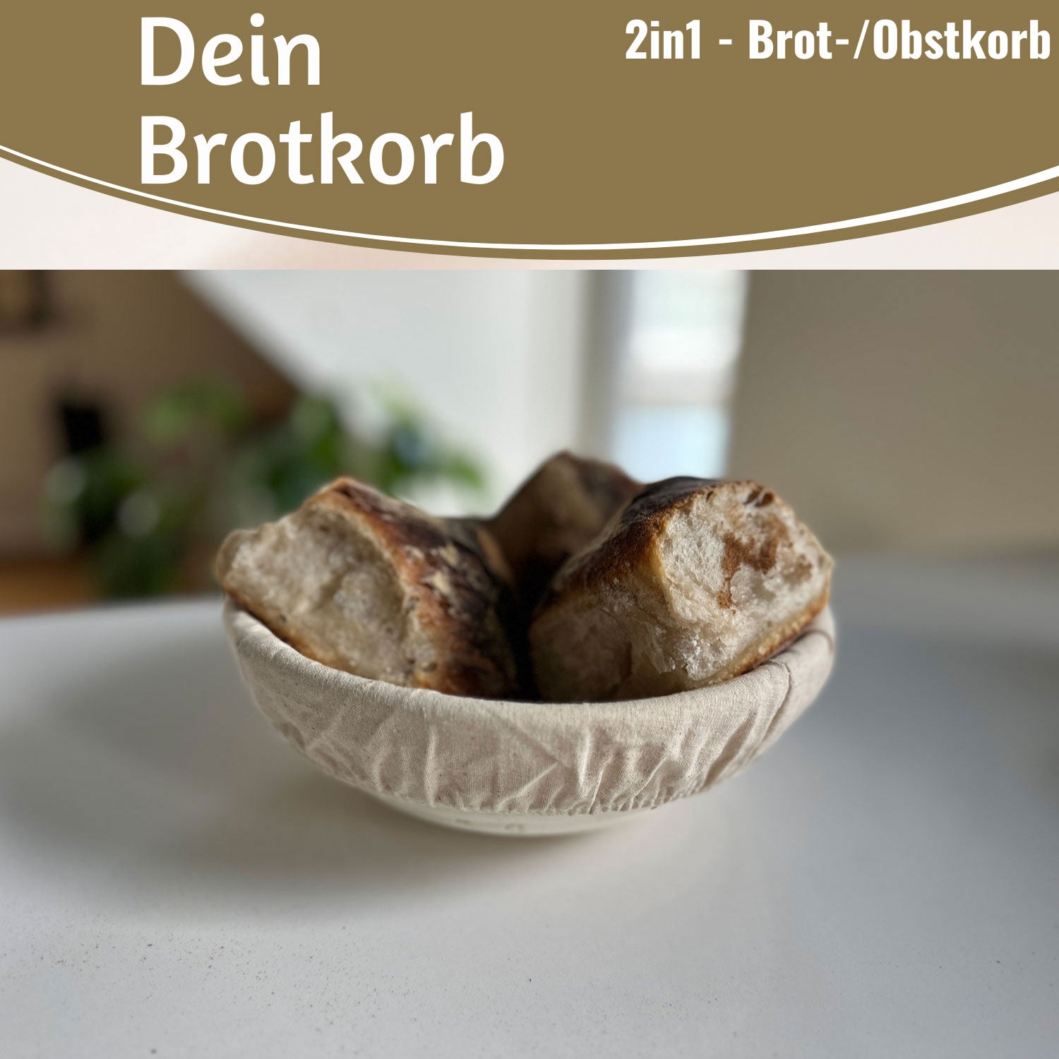 LS-LebenStil Gärkörbchen Rund 22x8cm Peddigrohr mit Leinen