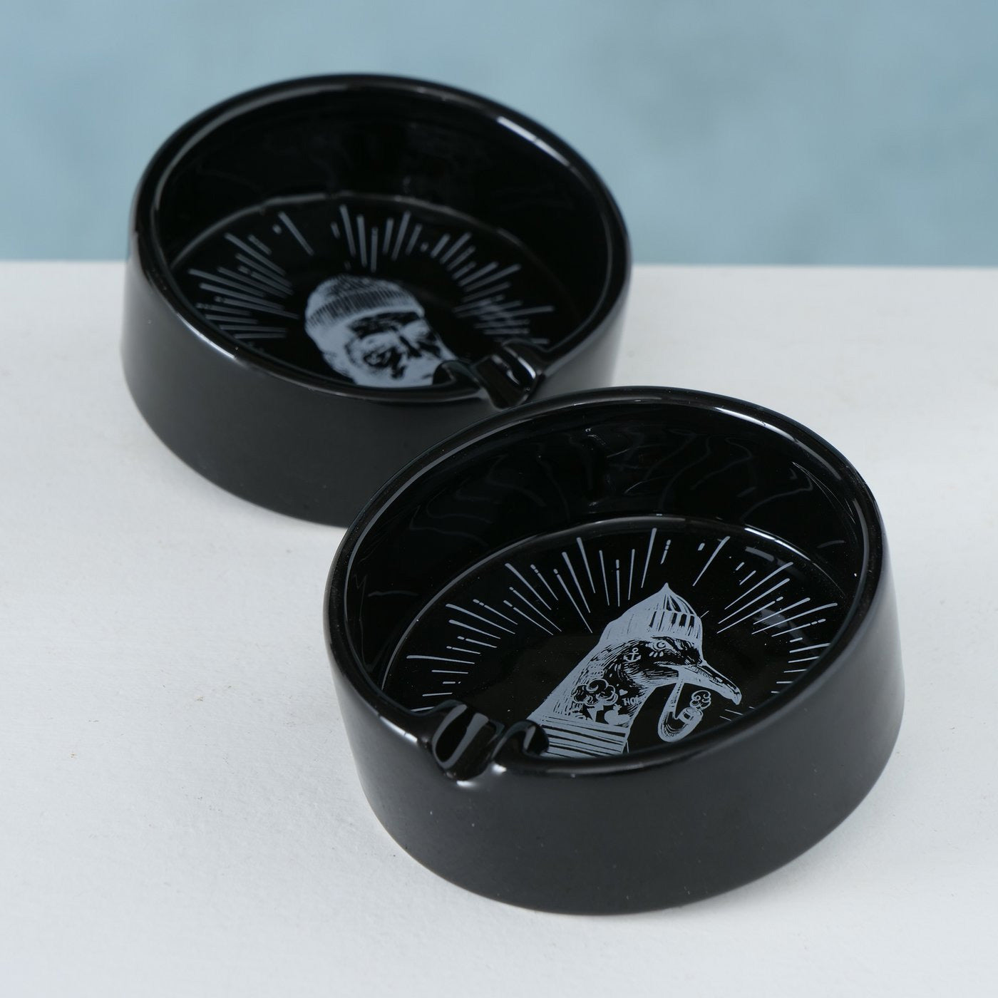 LS-LebenStil Sylt Aschenbecher Keramik schwarz Möwe 10 cm maritim