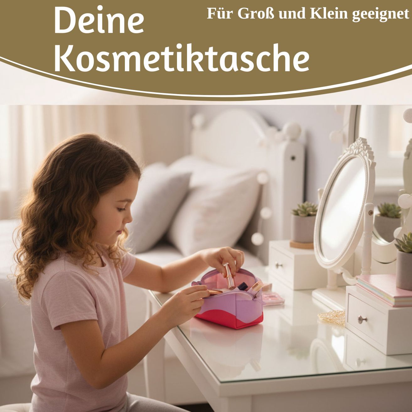 LS-LebenStil Kosmetiktasche Herz 14x11cm rosa Baumwolle