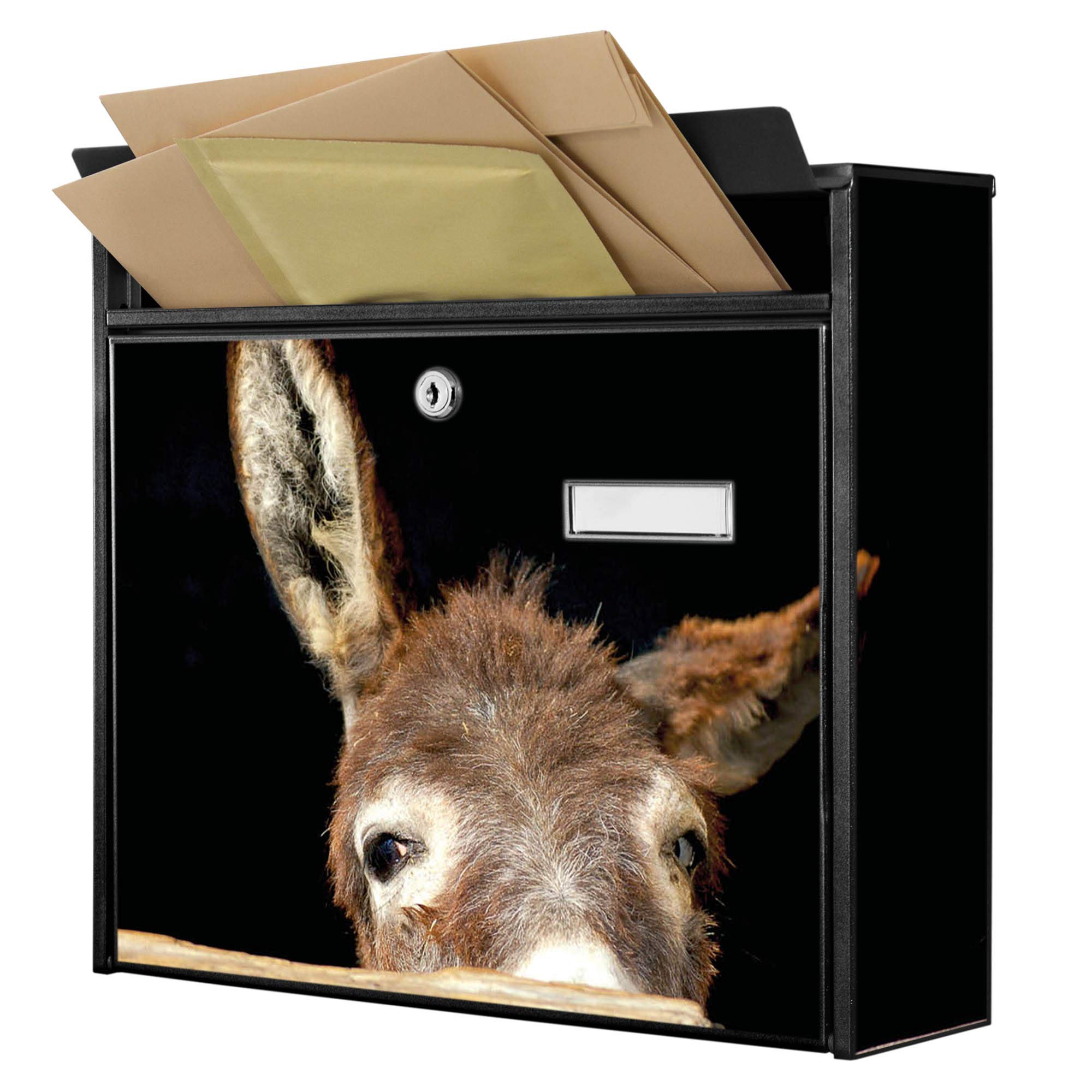 Banjado Briefkasten Schwarz Esel ohne Zeitungsfach 32cm