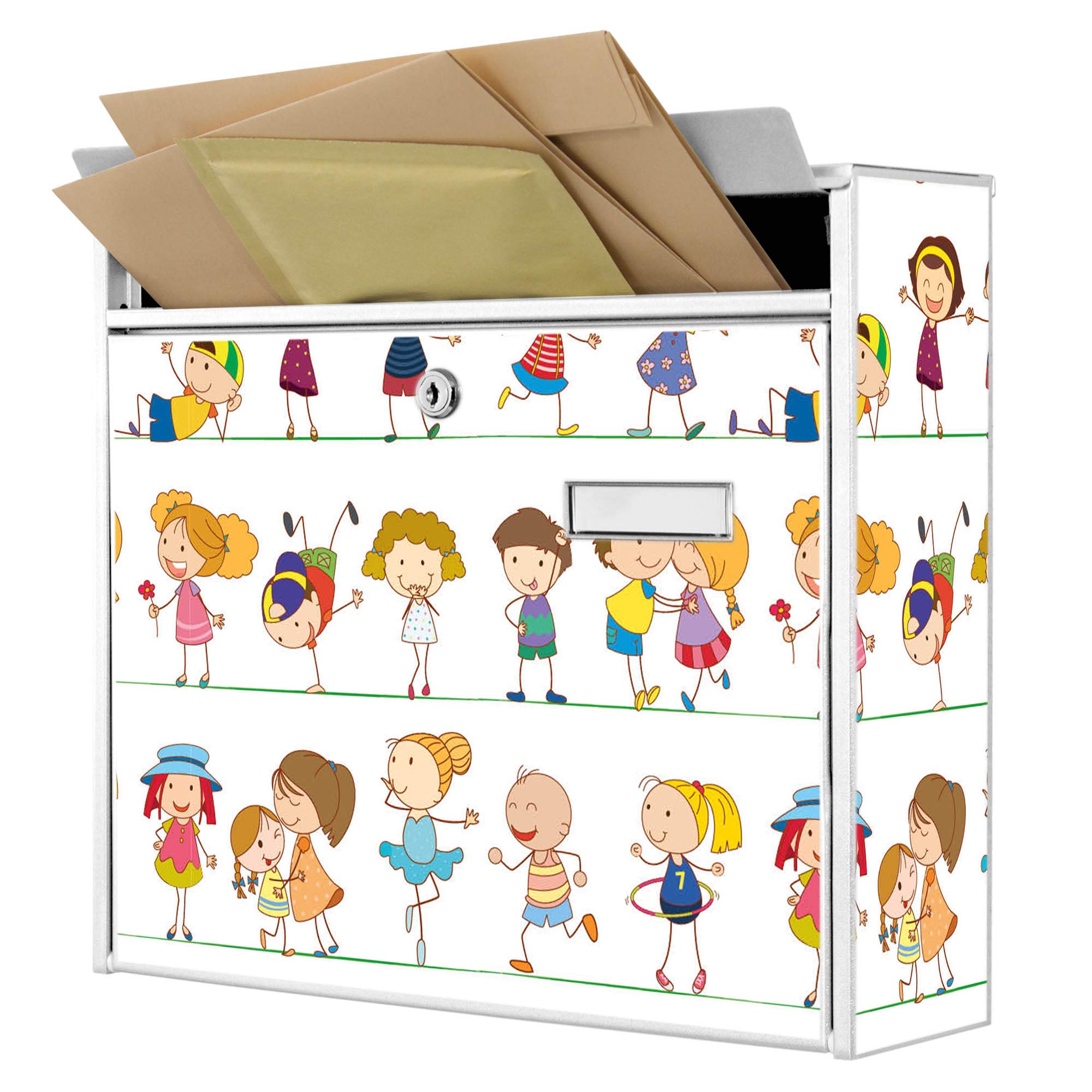 Banjado Briefkasten Kinder Weiss A4 32x36cm mit Namensschild