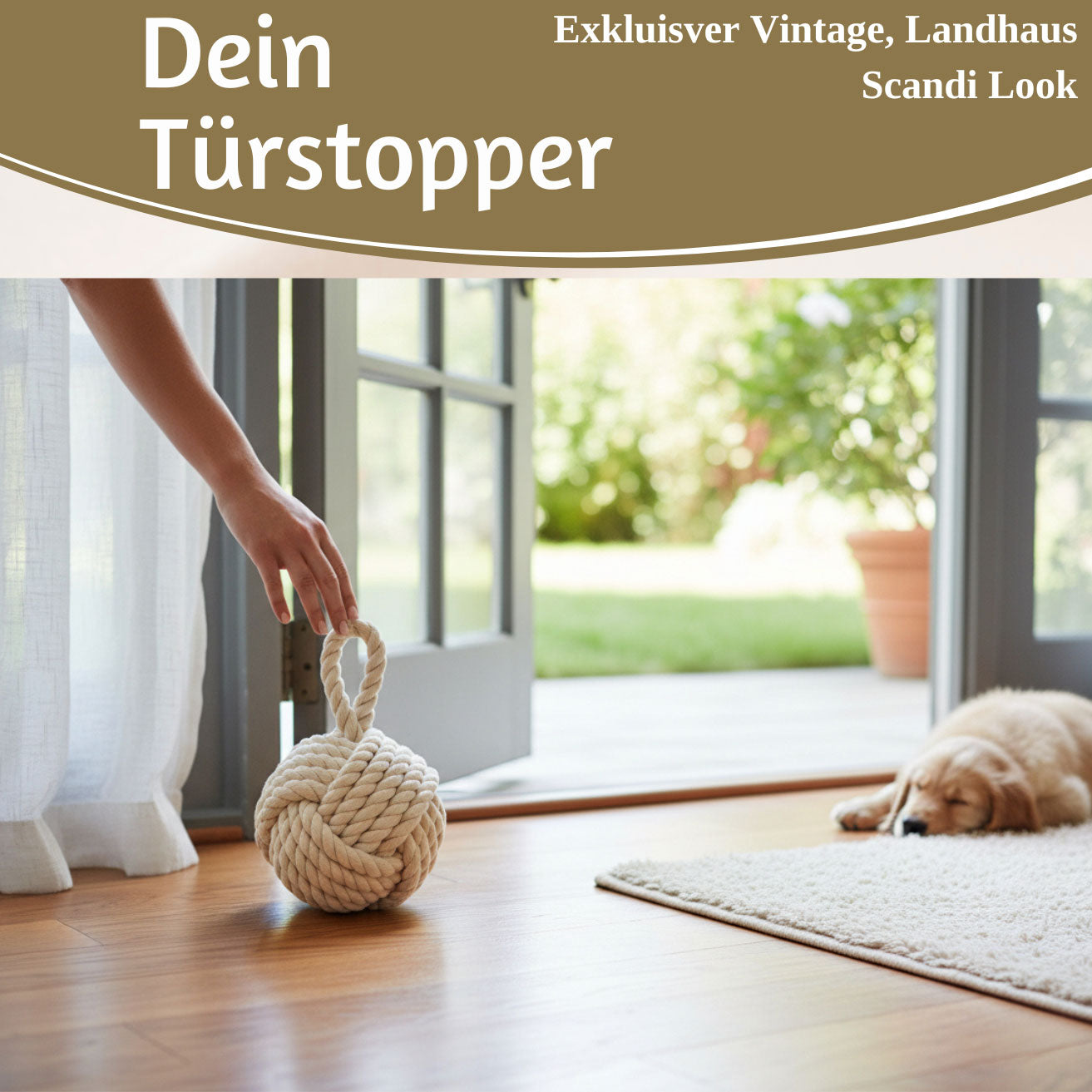LS-LebenStil Möbel Wohnen Malmö Türstopper Creme 23cm