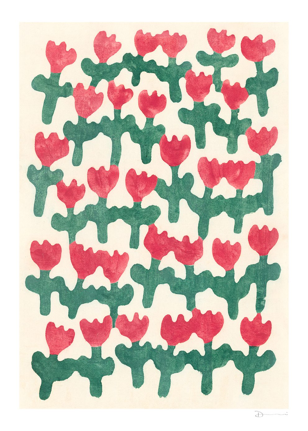 The Poster Club Dancing Red Flowers Poster 30x40 cm Botanik