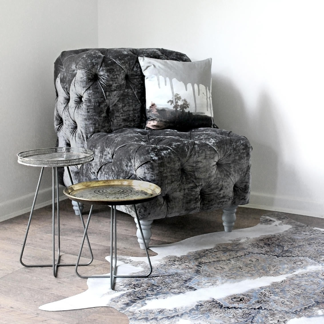 Mineheart New Casablanca Beistelltisch Grau Silber Kurz