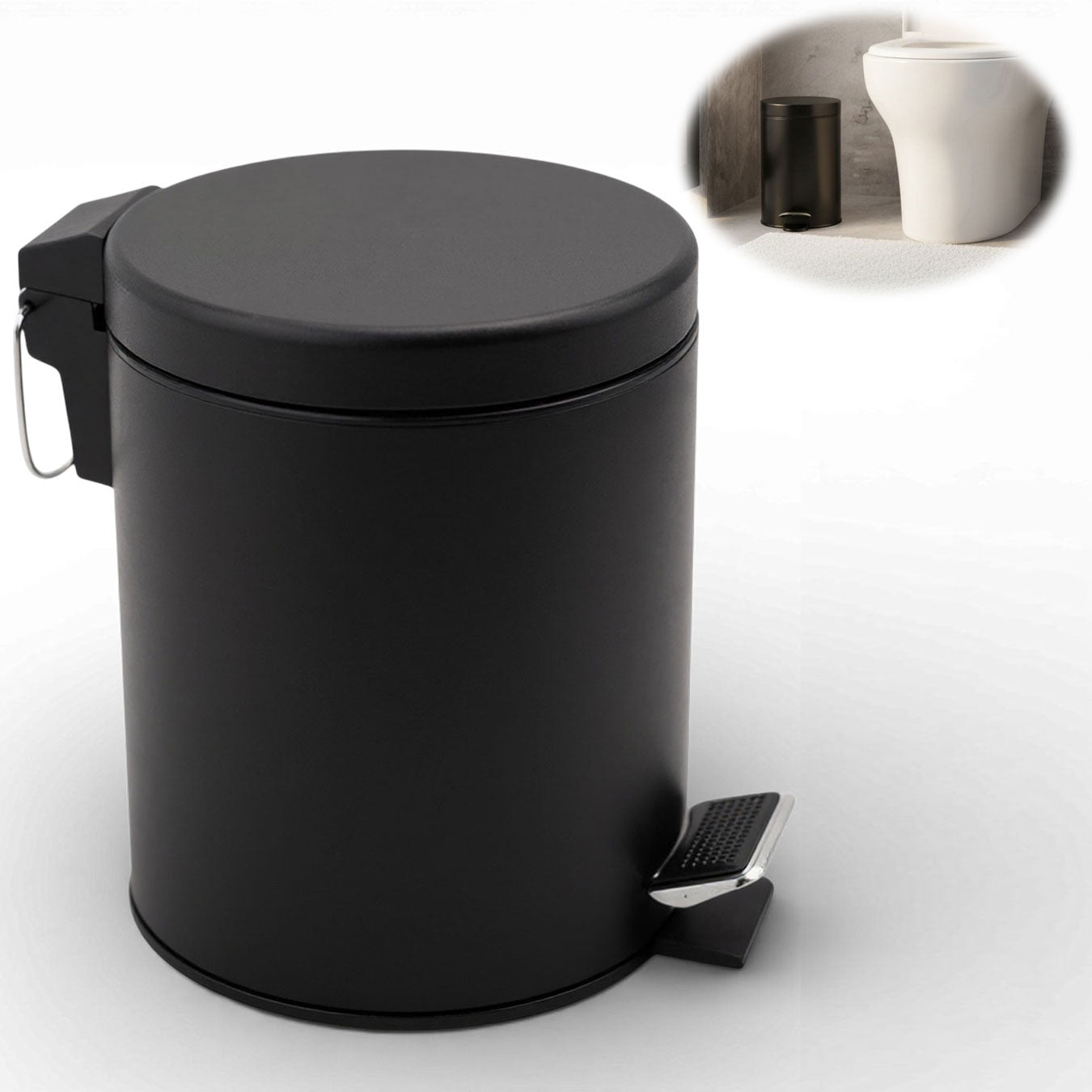 LS-LebenStil Küche & Haushalt Tretmülleimer Schwarz 3L Edelstahl
