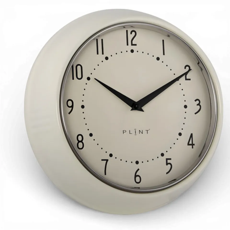 LS-LebenStil Nostalgie Metall Wanduhr Cream 23cm analog lautlos