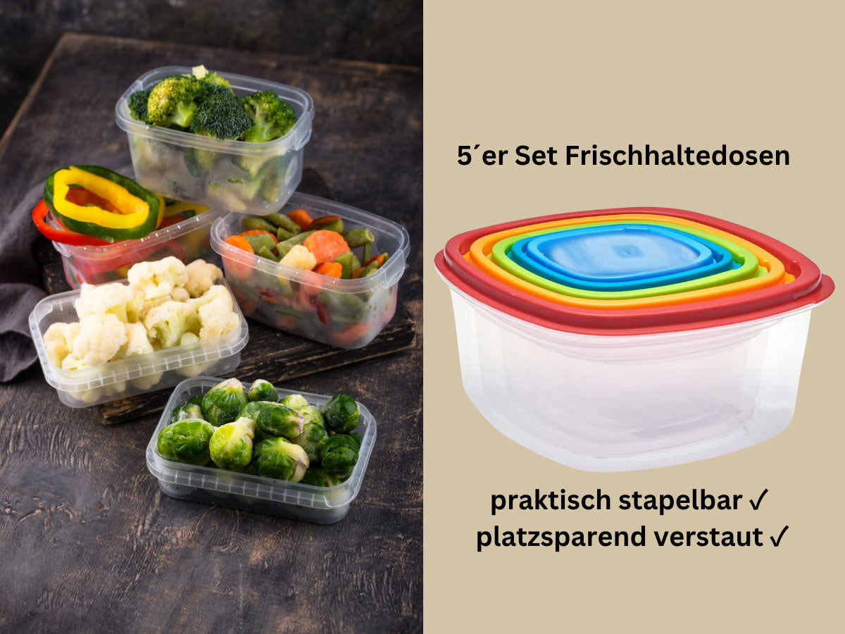 LS-LebenStil Küche Frischhaltedosen Set 5-tlg 225-1900ml Quadratisch