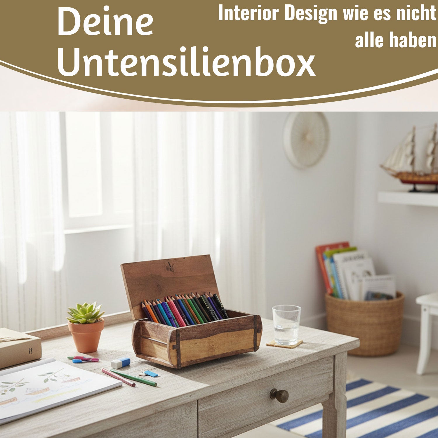 LS-LebenStil Ziegelform Holzkiste Deckel 31x15cm Recycelt