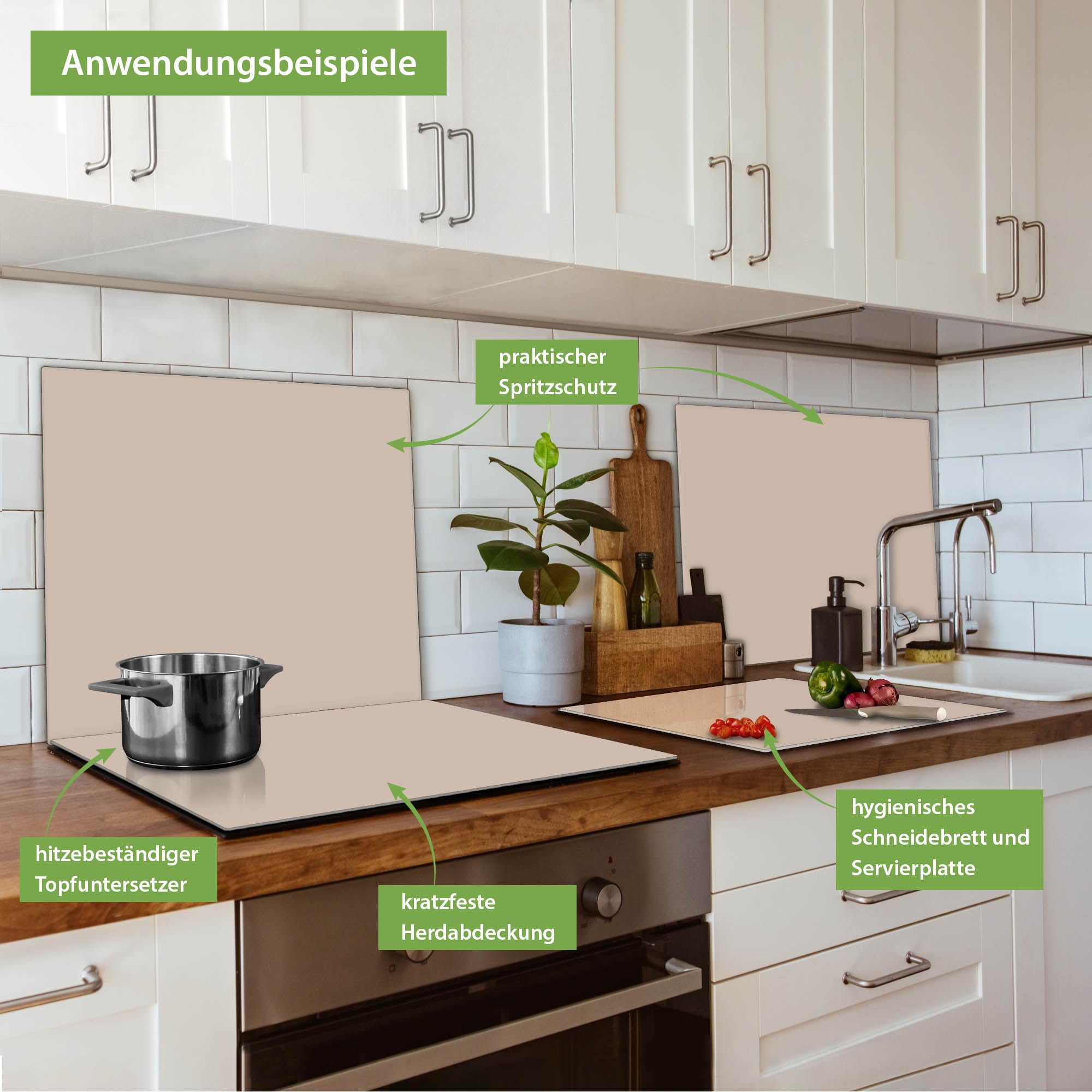 Banjado Herdabdeckplatten Taupe Abdeckung 60x52 cm einteilig