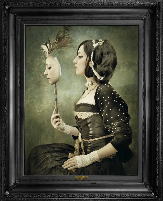 Mineheart Wall Art Mirror Mirror Leinwandbild 66x81cm Gold