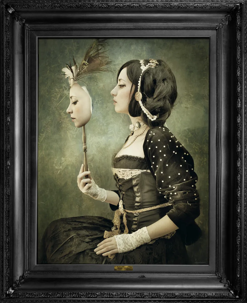 Mineheart Wall Art Mirror Mirror Leinwandbild 66x81cm Gold