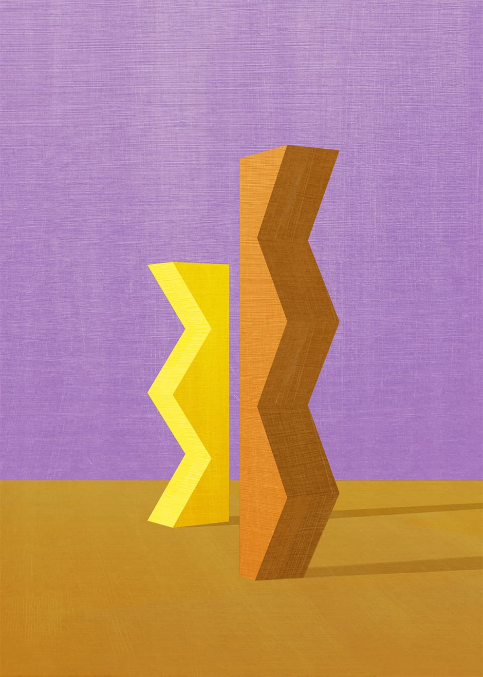 The Poster Club Zigzag Leinwandbild 30x40 cm geometrisch braun
