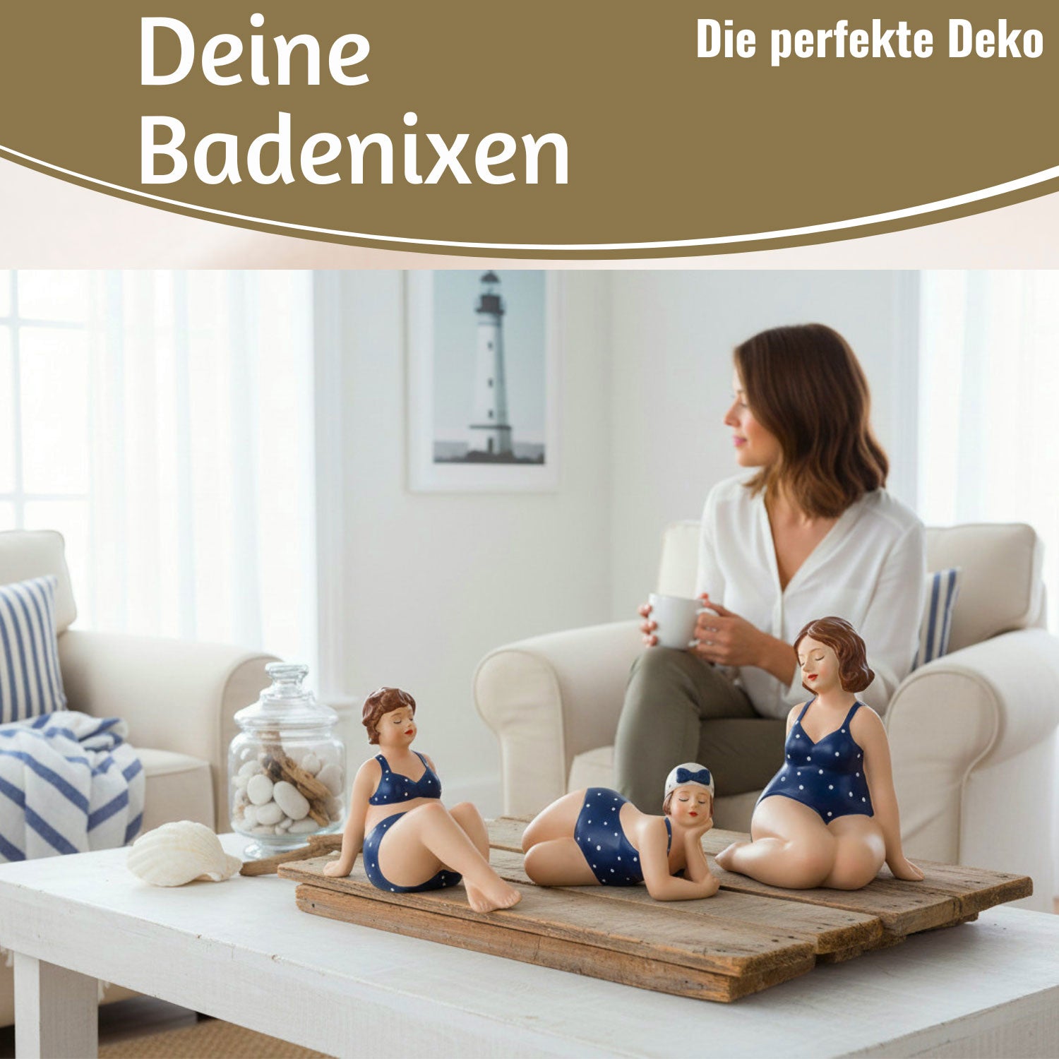 LS-LebenStil Molly Badenixe Dekofigur 3er Set blau-weiß