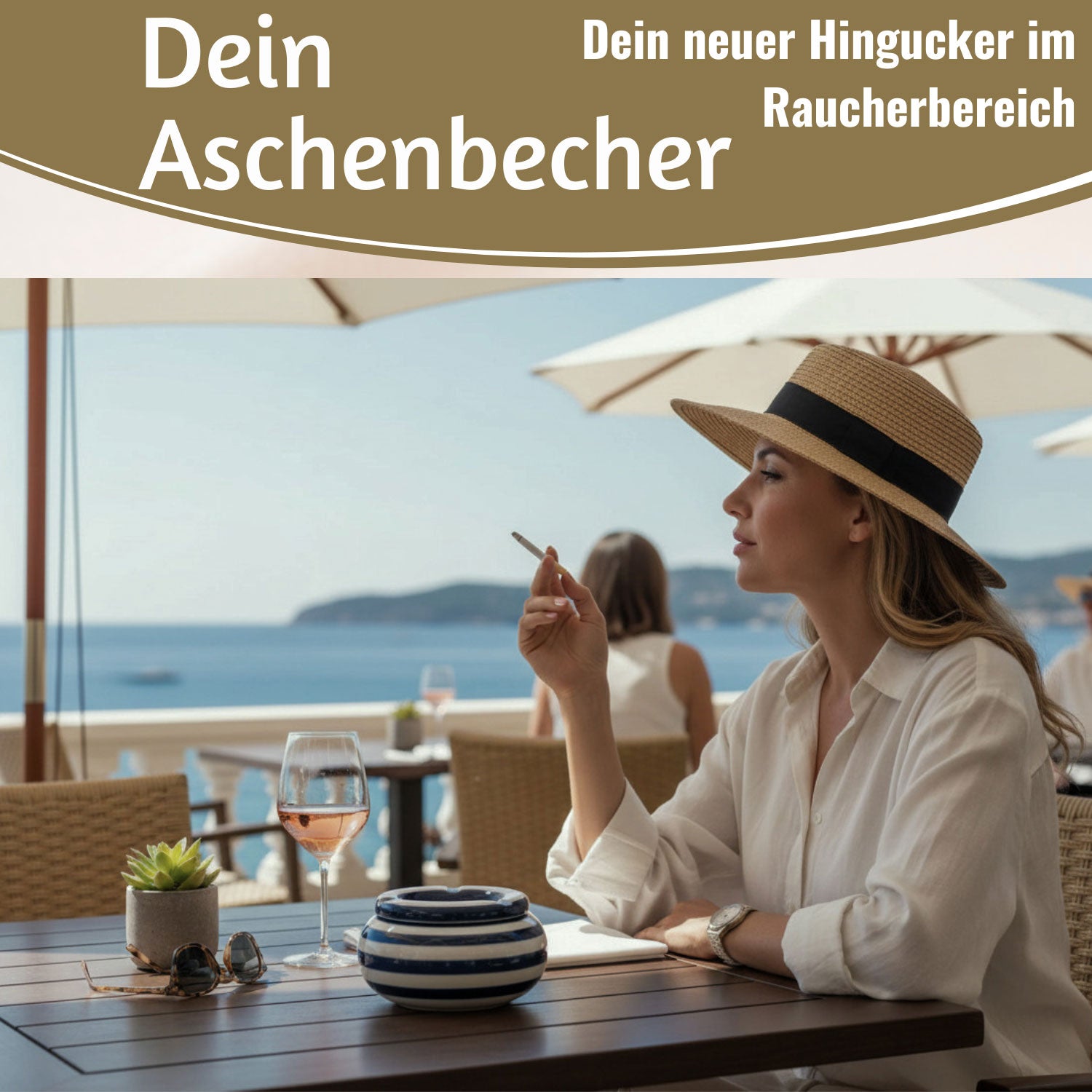 LS-LebenStil Küche & Haushalt Sturmaschenbecher XL blau-weiß