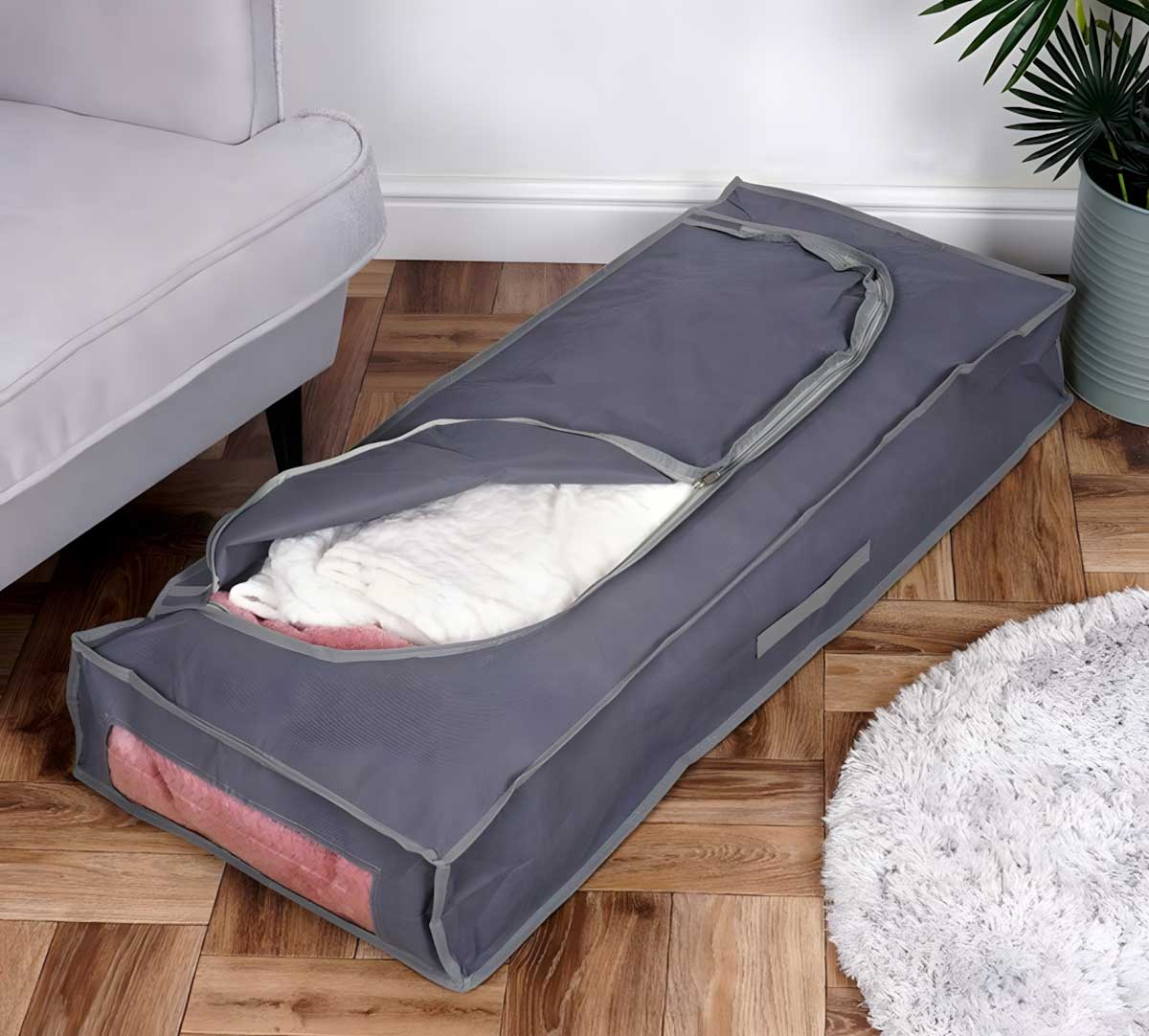 LS-LebenStil Möbel & Wohnen Unterbettbox 105x45x16cm Grau