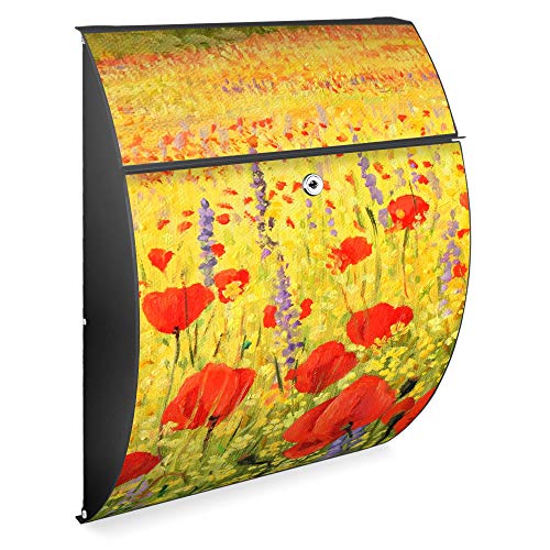 Banjado Riviera Briefkasten Anthrazit Mohnblumen A4