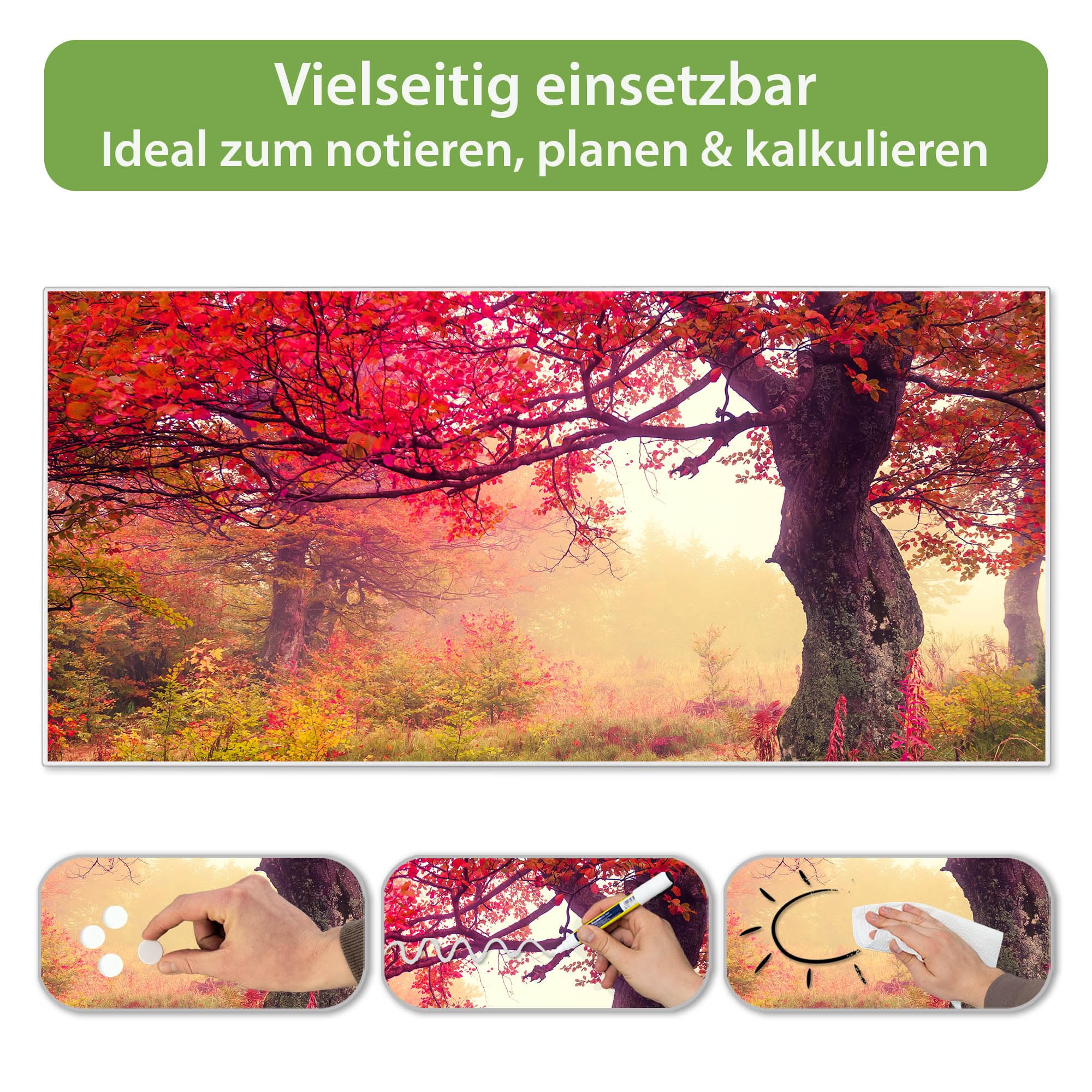 Banjado Magnettafel Lichtung im Herbst Pinnwand 78x37cm weiß