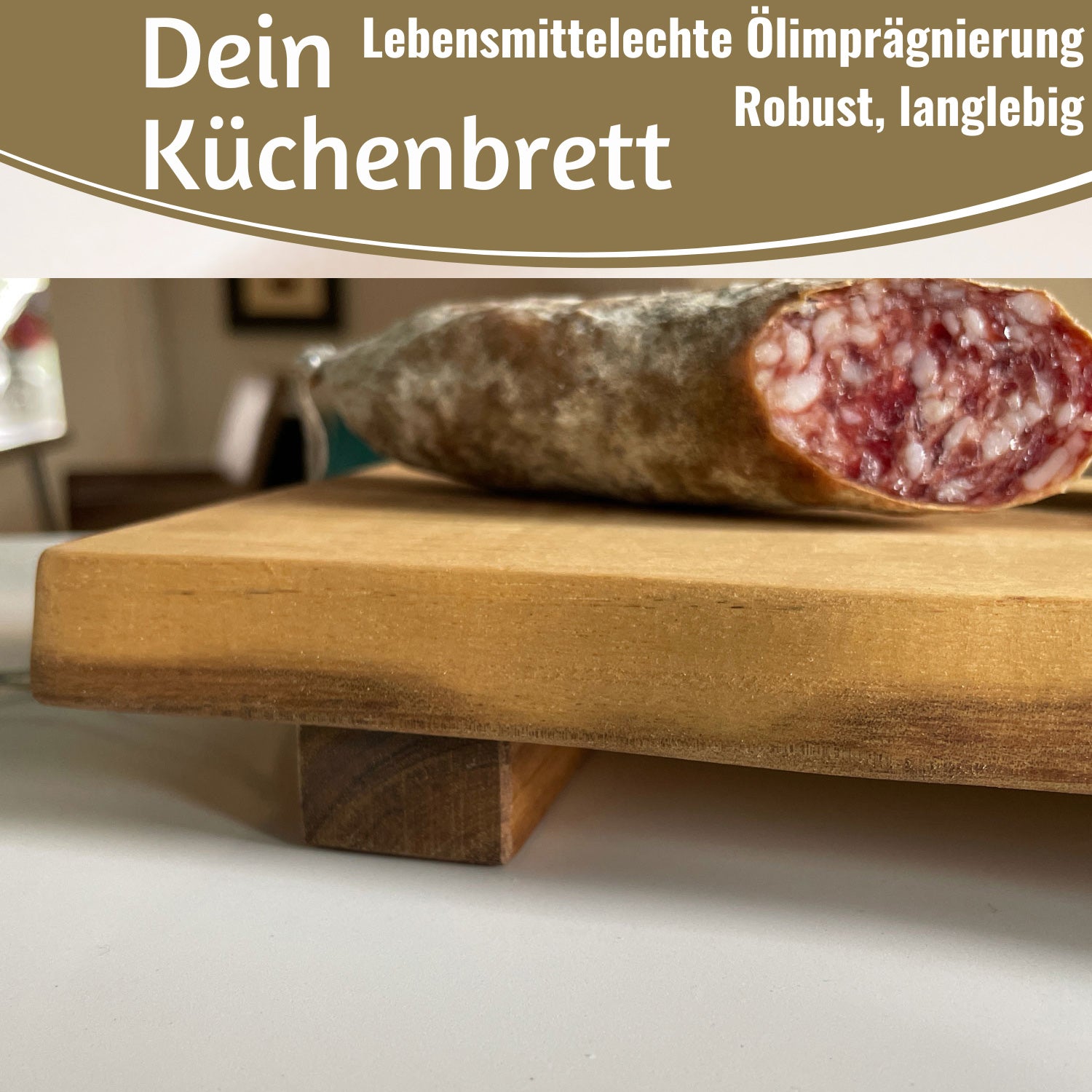 LS-LebenStil XL Vesperbrett Schneidebrett Akazie 53cm mit Füßen