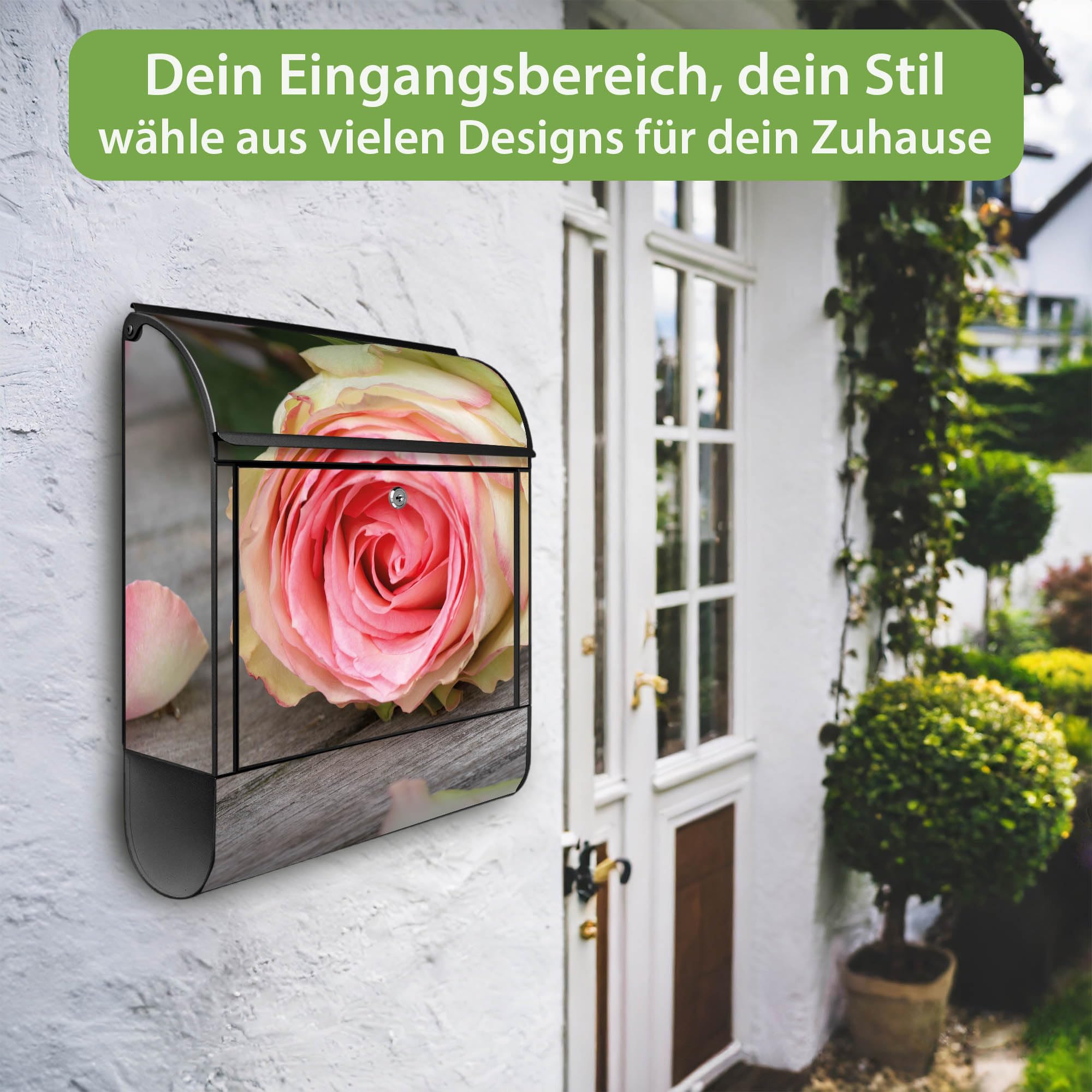 Banjado Briefkasten 38,5x46,5cm Stahl Rosa Rose Zeitungsfach