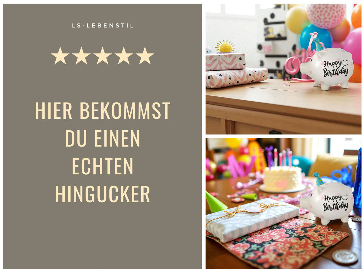 LS-LebenStil Sparschwein Blau Keramik Happy Birthday 16cm