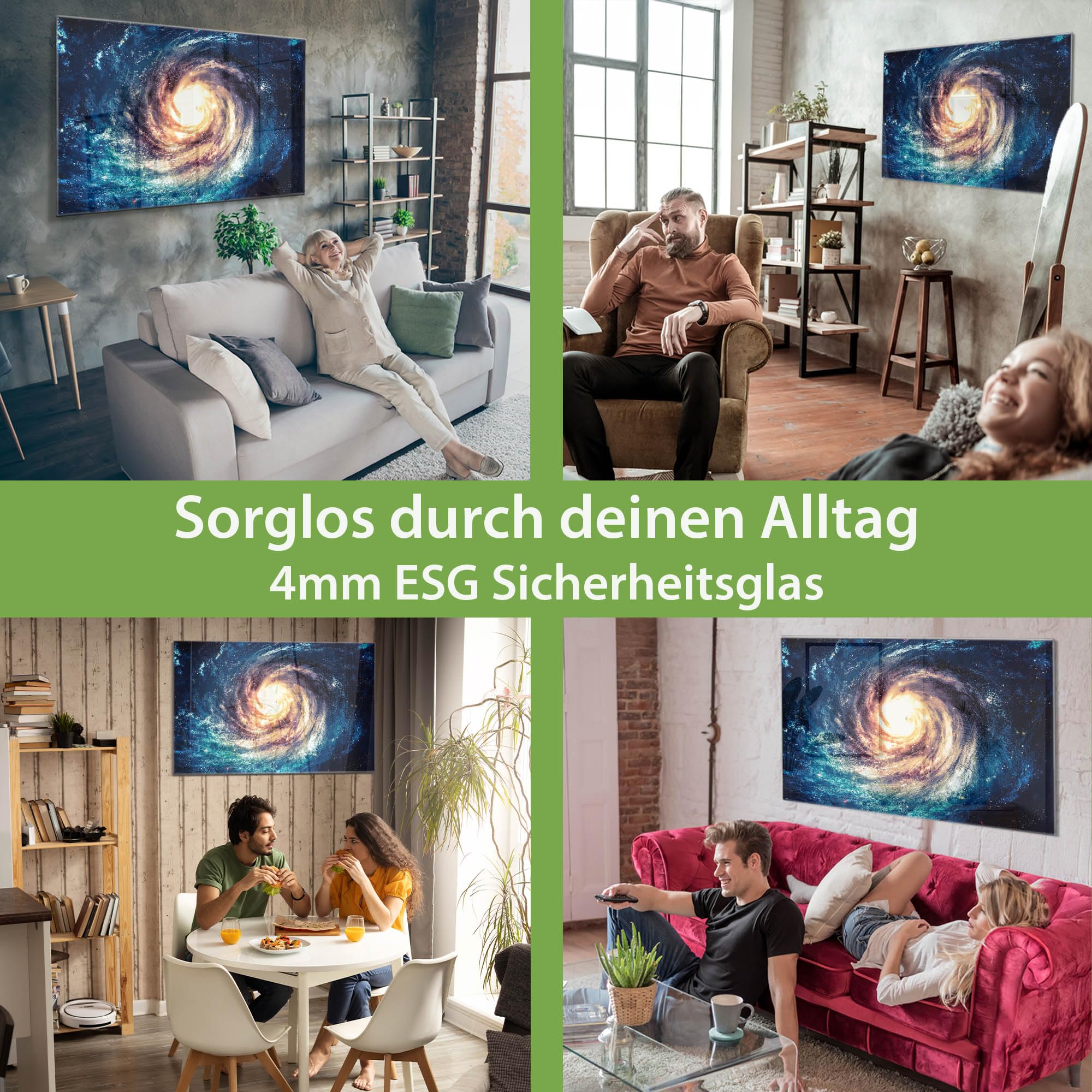 Banjado Magnettafel Sternenwirbel Glas 120x80 cm magnetisch