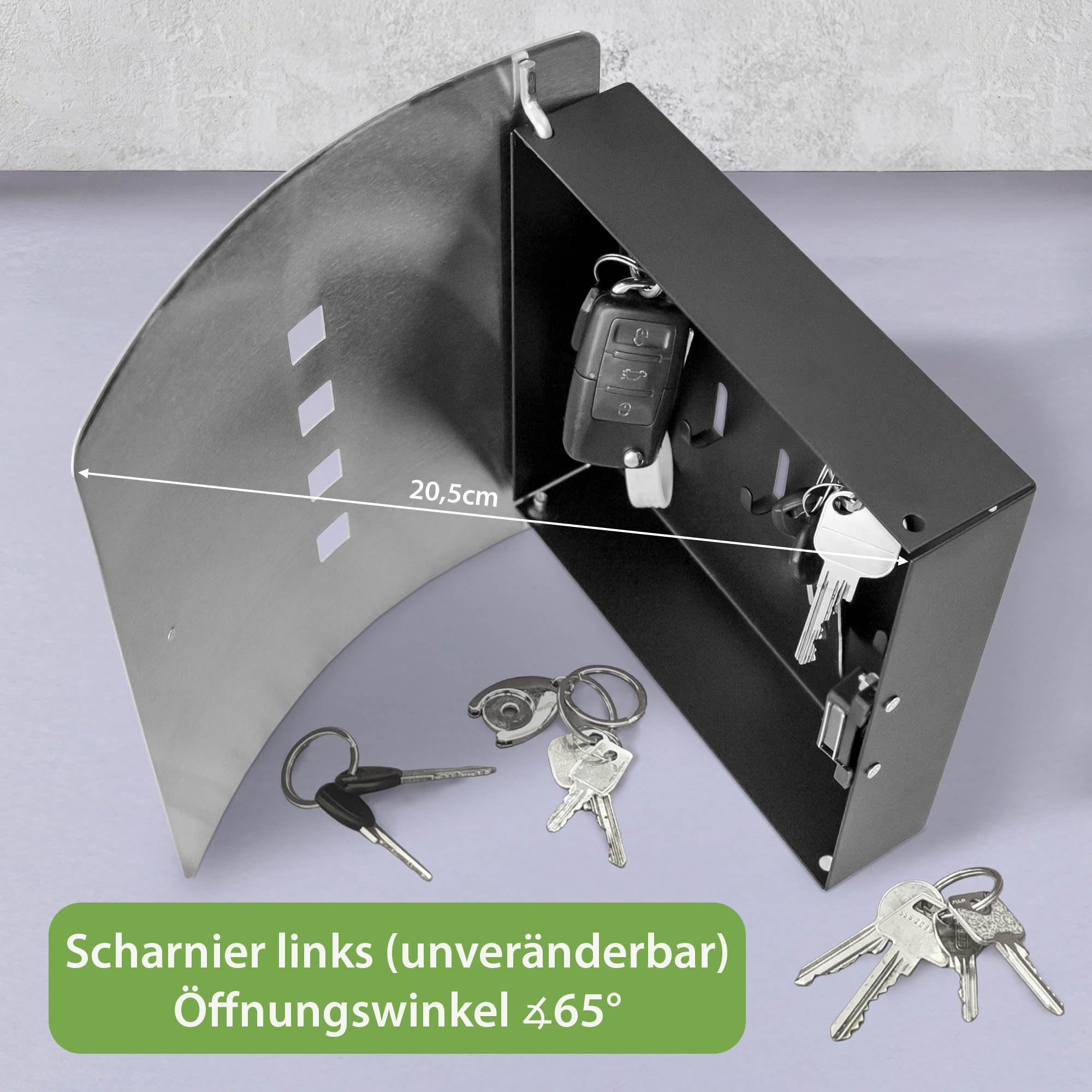 Banjado Schlüsselkasten Trockenes Holz Edelstahl 10 Haken