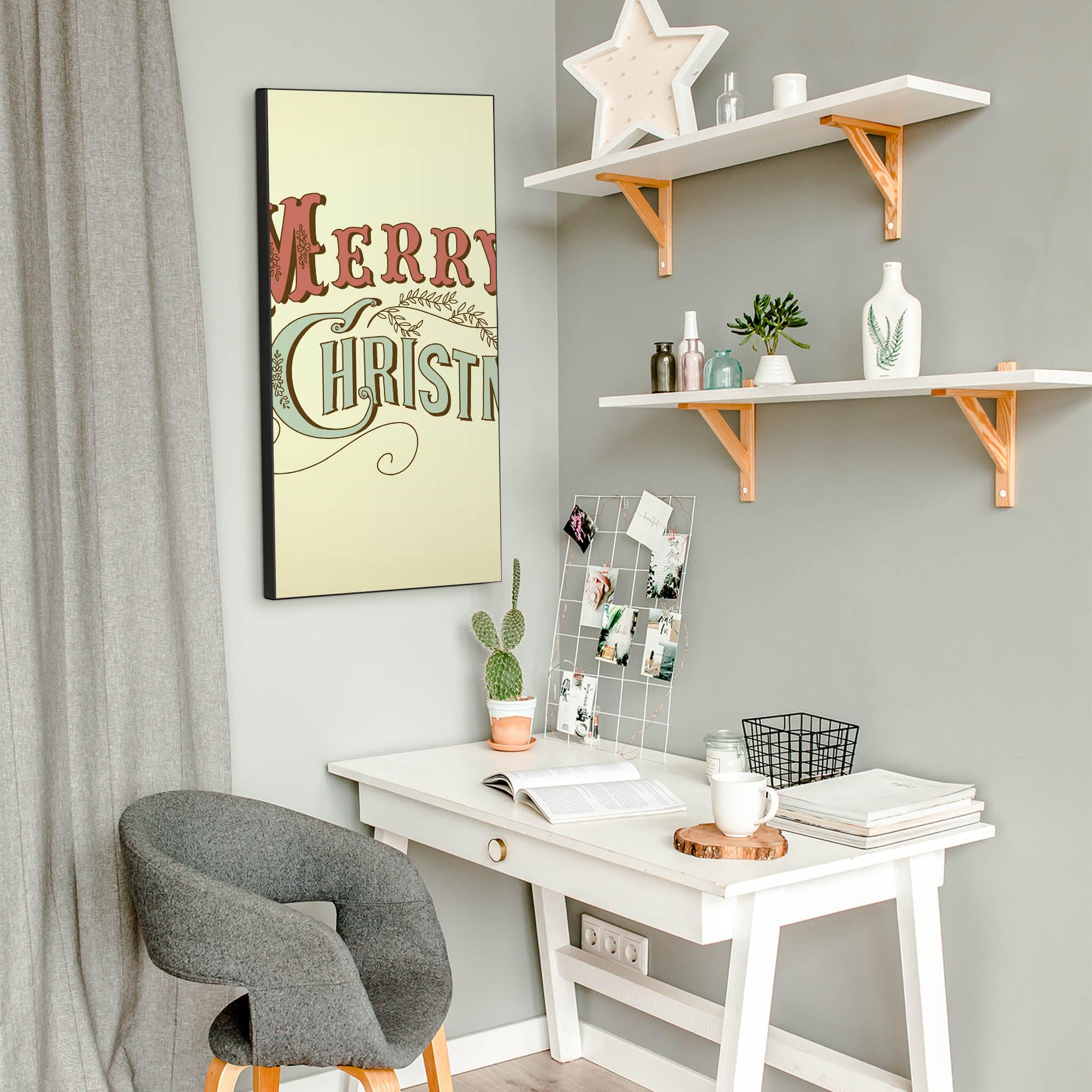 Banjado Magnettafel 37x78cm Magnetpinnwand Frohes Fest Metall