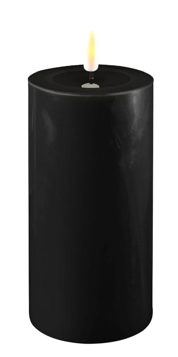 LS-LebenStil Möbel & Wohnen Real Flame LED Stumpenkerze 15cm Schwarz