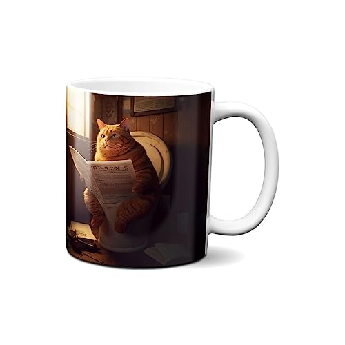 Hustling Sharks Katze auf Toilette Tasse 330ml weiß