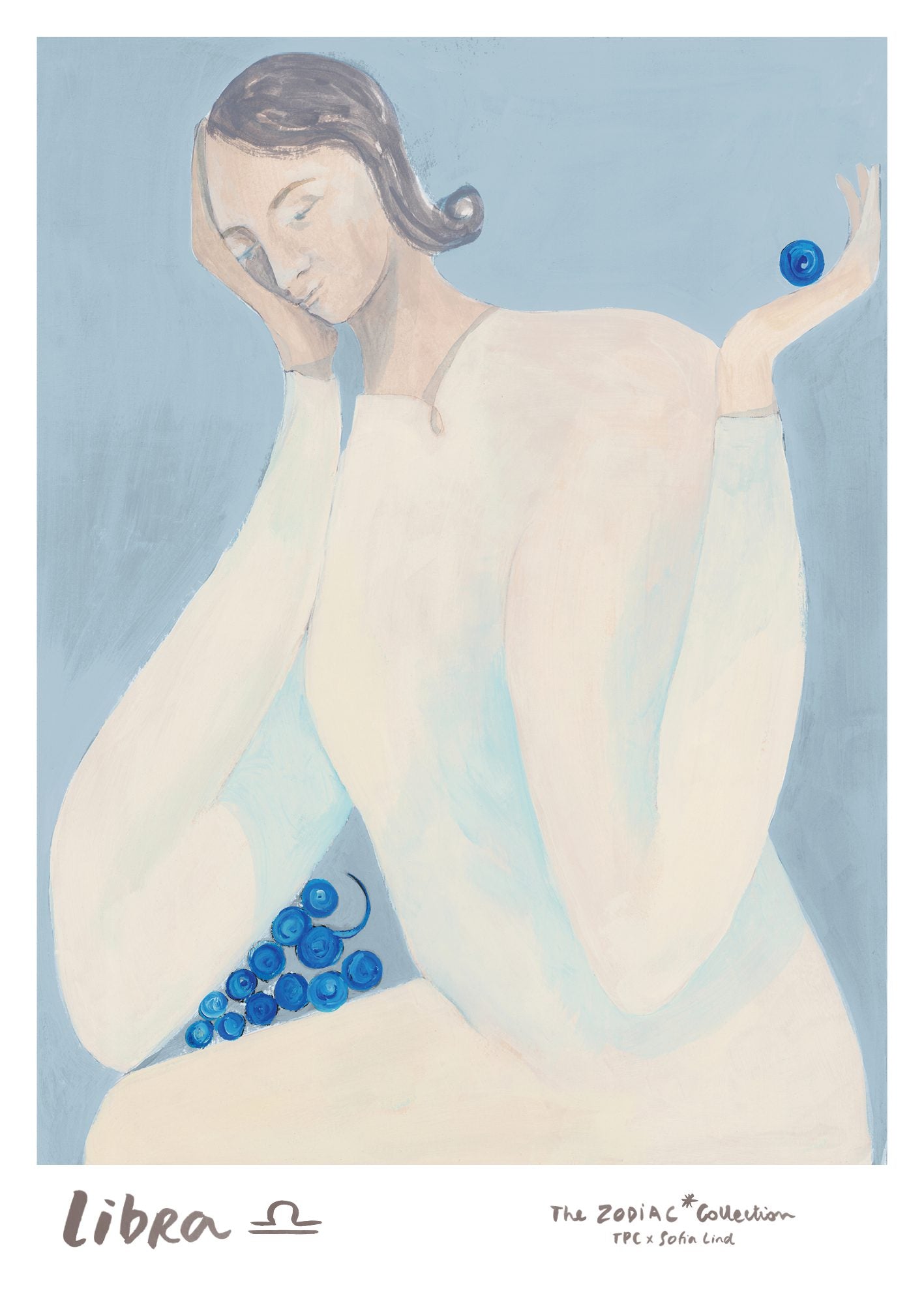 The Poster Club Libra Kunstdruck A4 blau Waage