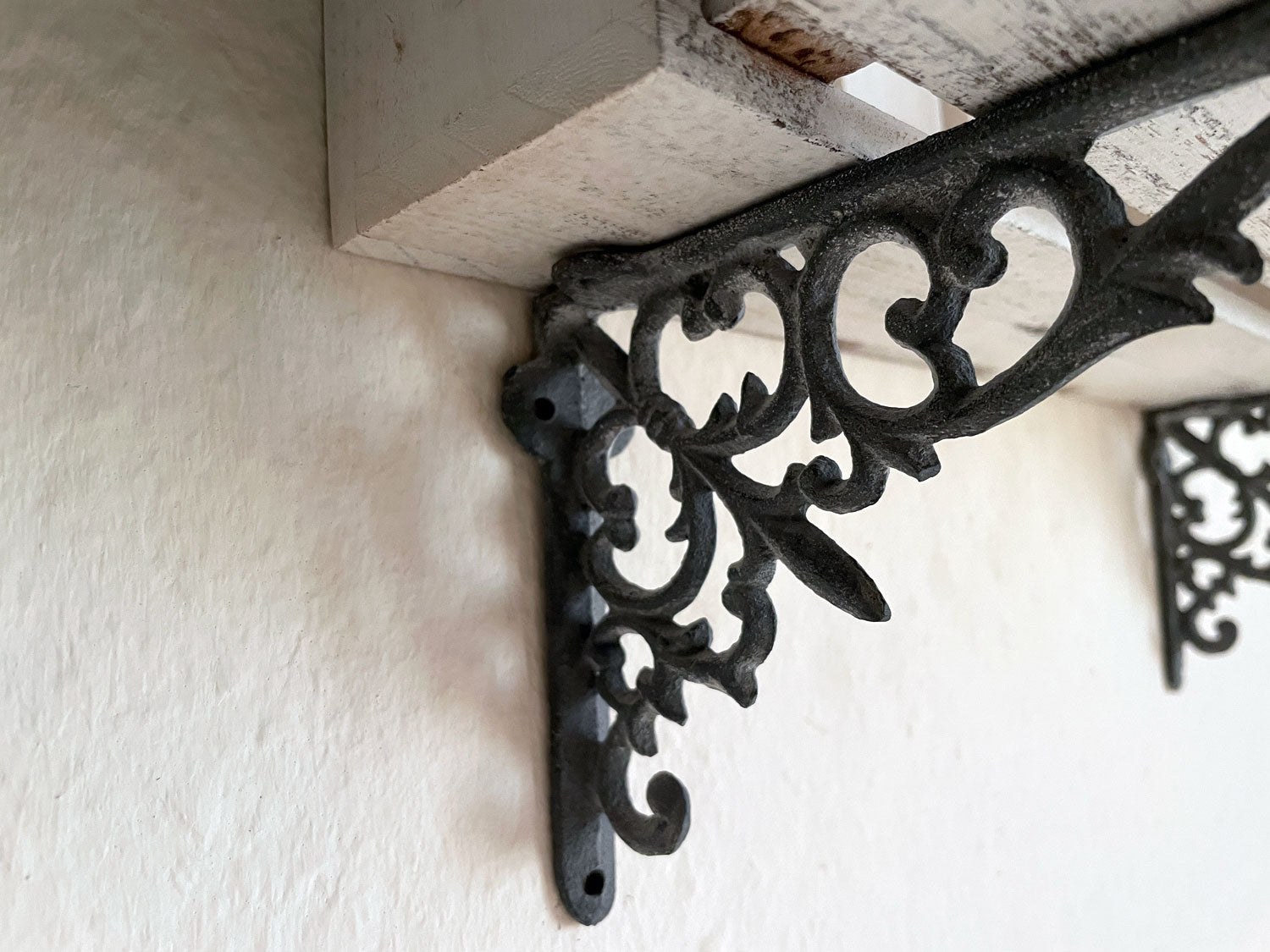 LS-LebenStil Möbel & Wohnen Vintage Regalwinkel Grau 18cm Gusseisen