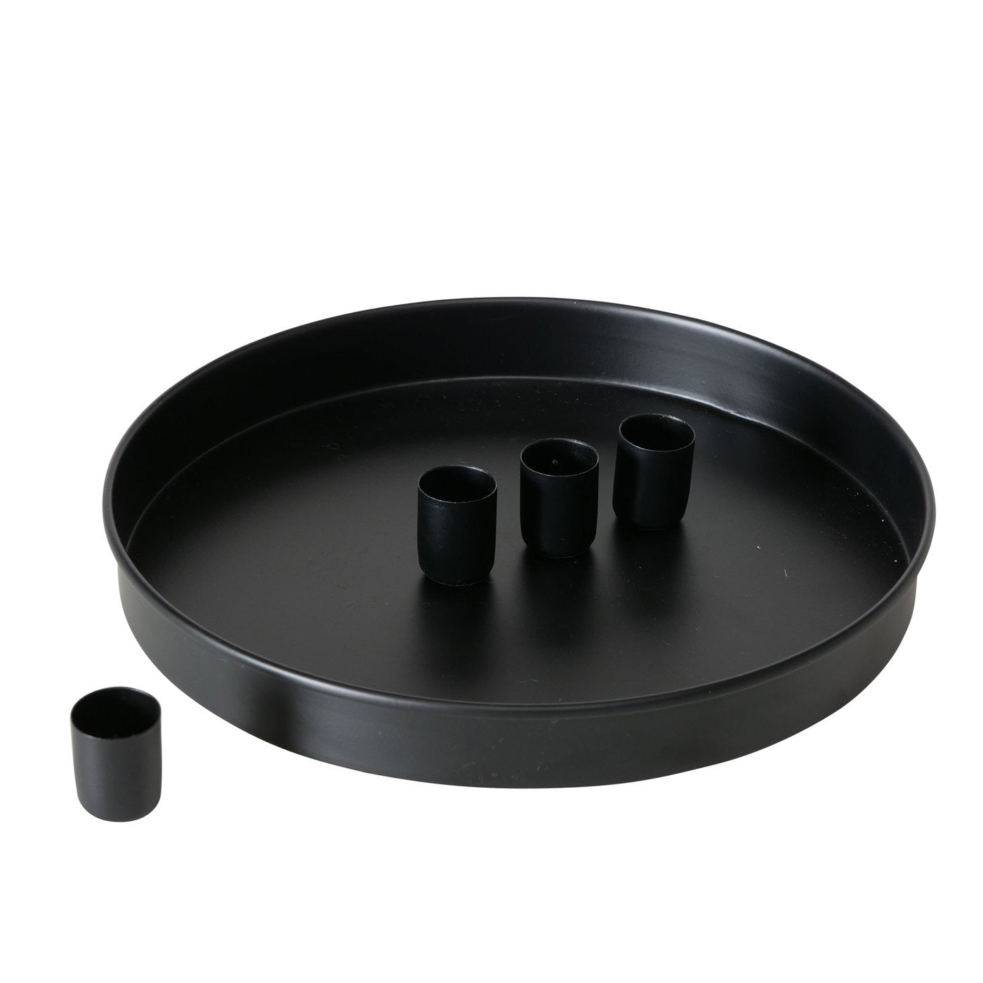 LS-LebenStil Sylt Kerzenteller Schwarz Rund Ø25cm Magnet 4er