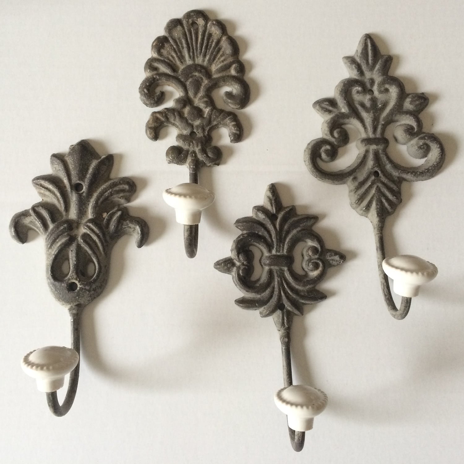 LS-LebenStil Wohnen Kleiderhaken Vintage Braun Blume 2er 15cm
