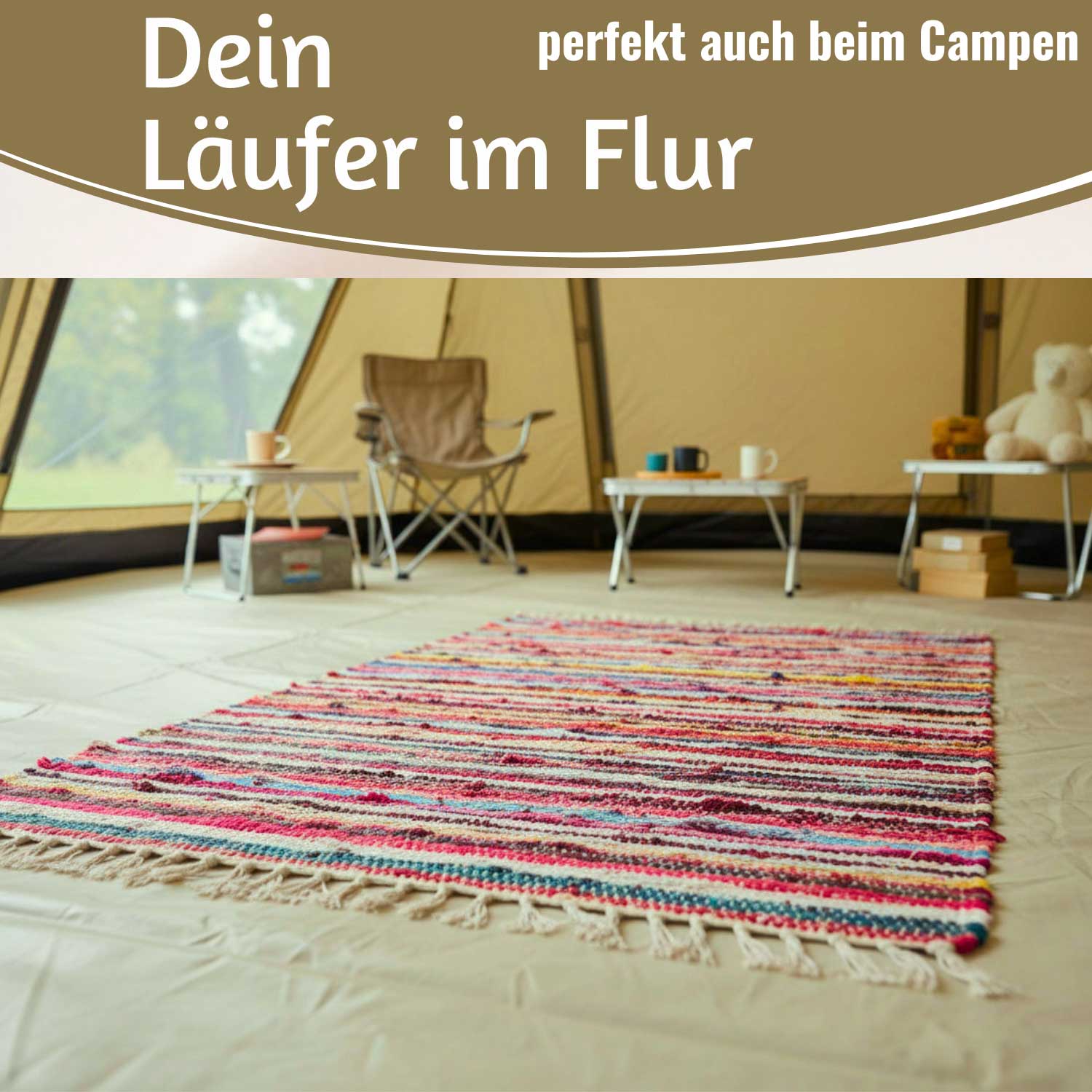 LS-LebenStil Dehli Fleckerlteppich 90x60cm Bunt Baumwolle Boho