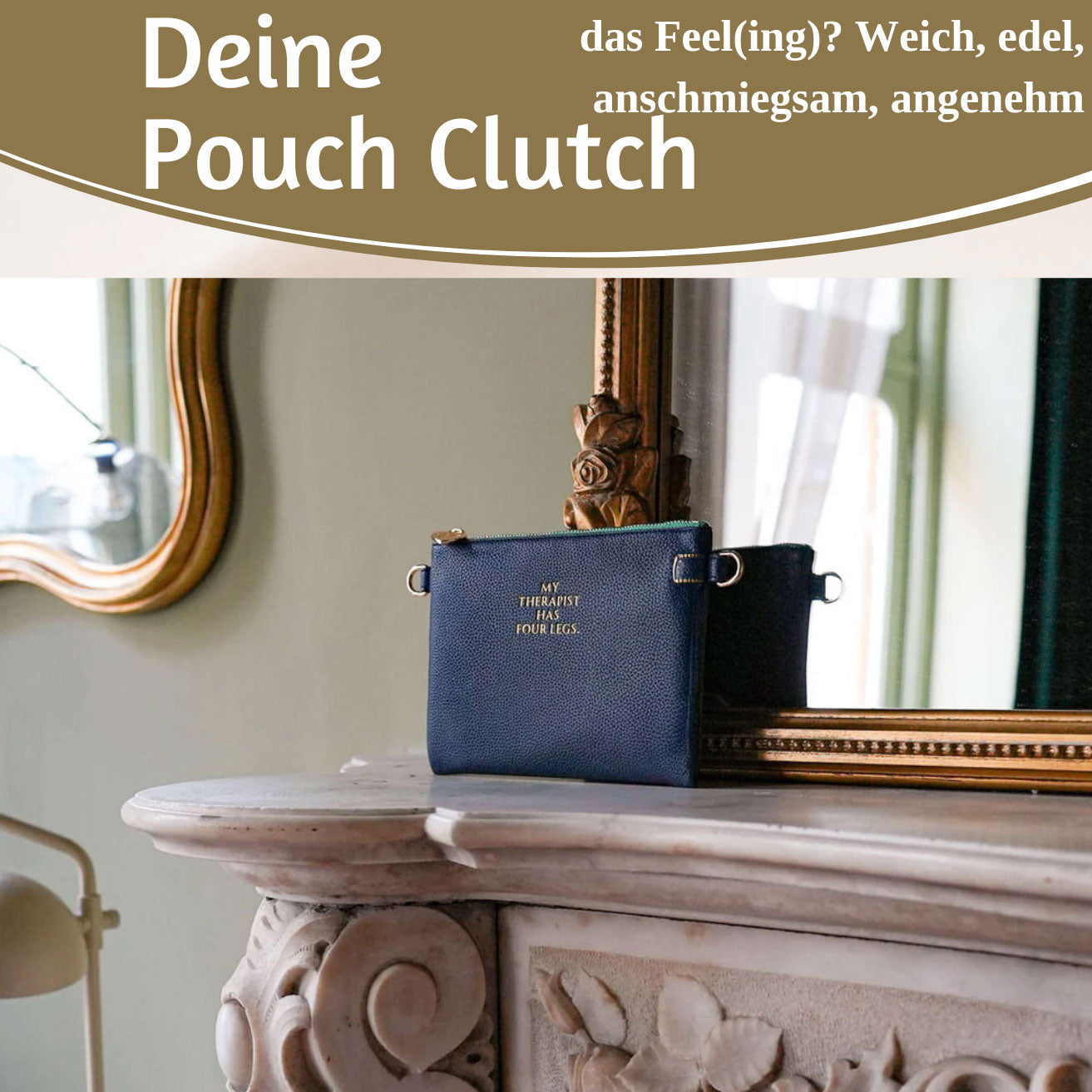 LS-LebenStil Lia Clutch Navy Blau 22cm PU-Leder